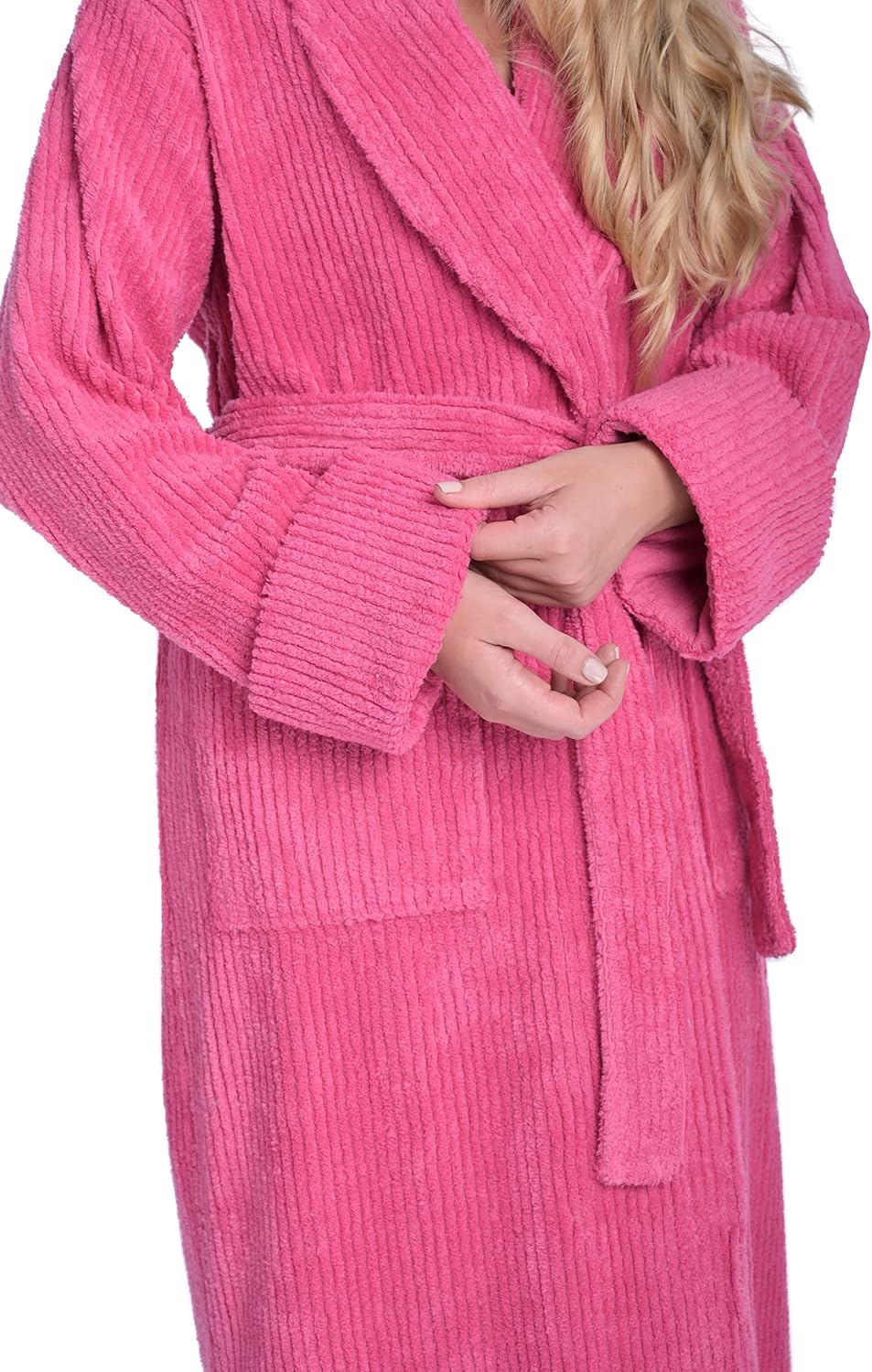 HOC 100% Cotton Women's Classic Chenille Shawl Collar Robe