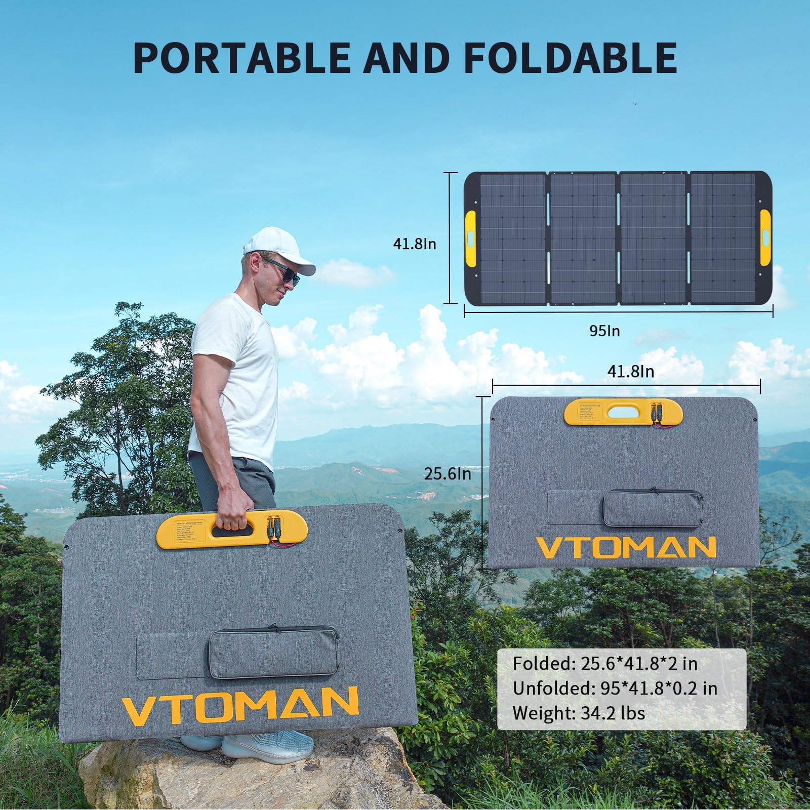 VTOMAN Jump 2200 Portable Power Station with 1*400W Solar Panel - 2200W/1548Wh LiFePO4 Battery Powered Solar Power Generator, 2200W Constant-Power, Regulated 12V DC, PD 100W Type-C for Camping, Travel — view 7