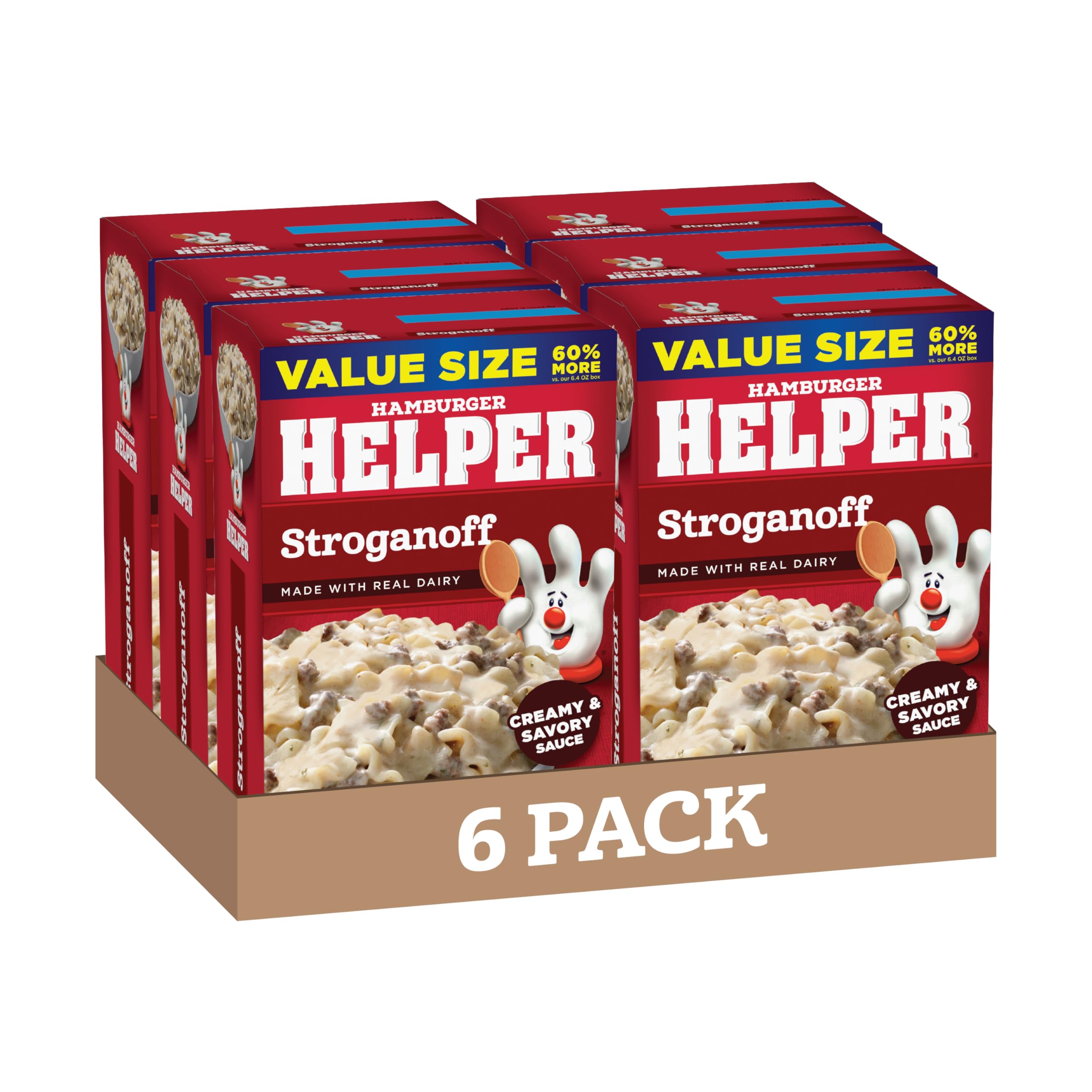 Hamburger Helper Stroganoff Value Size Pasta Meal (10.2 oz - 6 Pack) No Artificial Flavors, Ready in 3 Easy Steps, Quick Meals for Midweek Dinners, Busy Evenings & Families On-the-Go