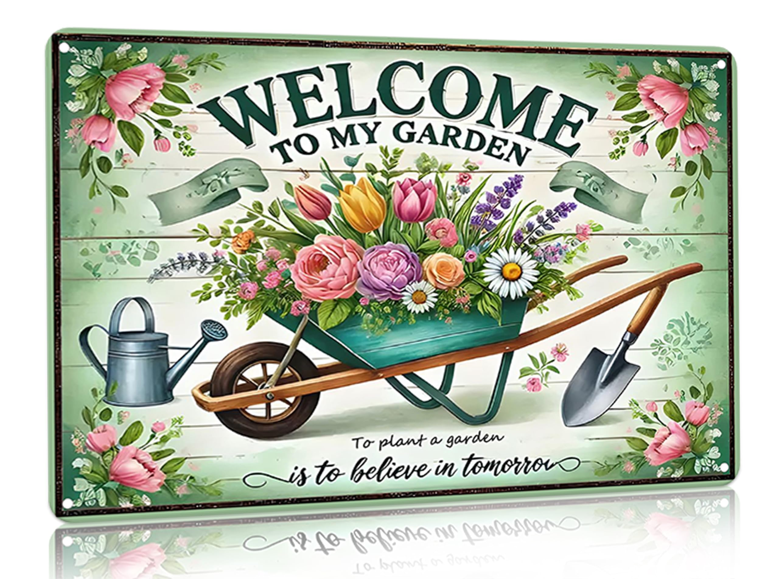 Bestylez Gardening Gifts Vintage Gardening Signs Welcome to My Garden Tin Sign for Home Garden Greenhouse Living Room Bedroom Yard Cottage Outdoor Decor 8X12 Inch (3357)