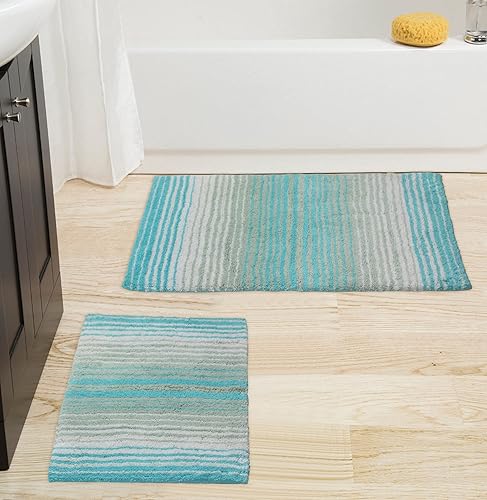 Miniatura 22 de Home Weavers Colección Gradiation 100% algodón, alfombra lavable, tapete de baño, tapete de cocina, juego de alfombras de baño, antideslizantes