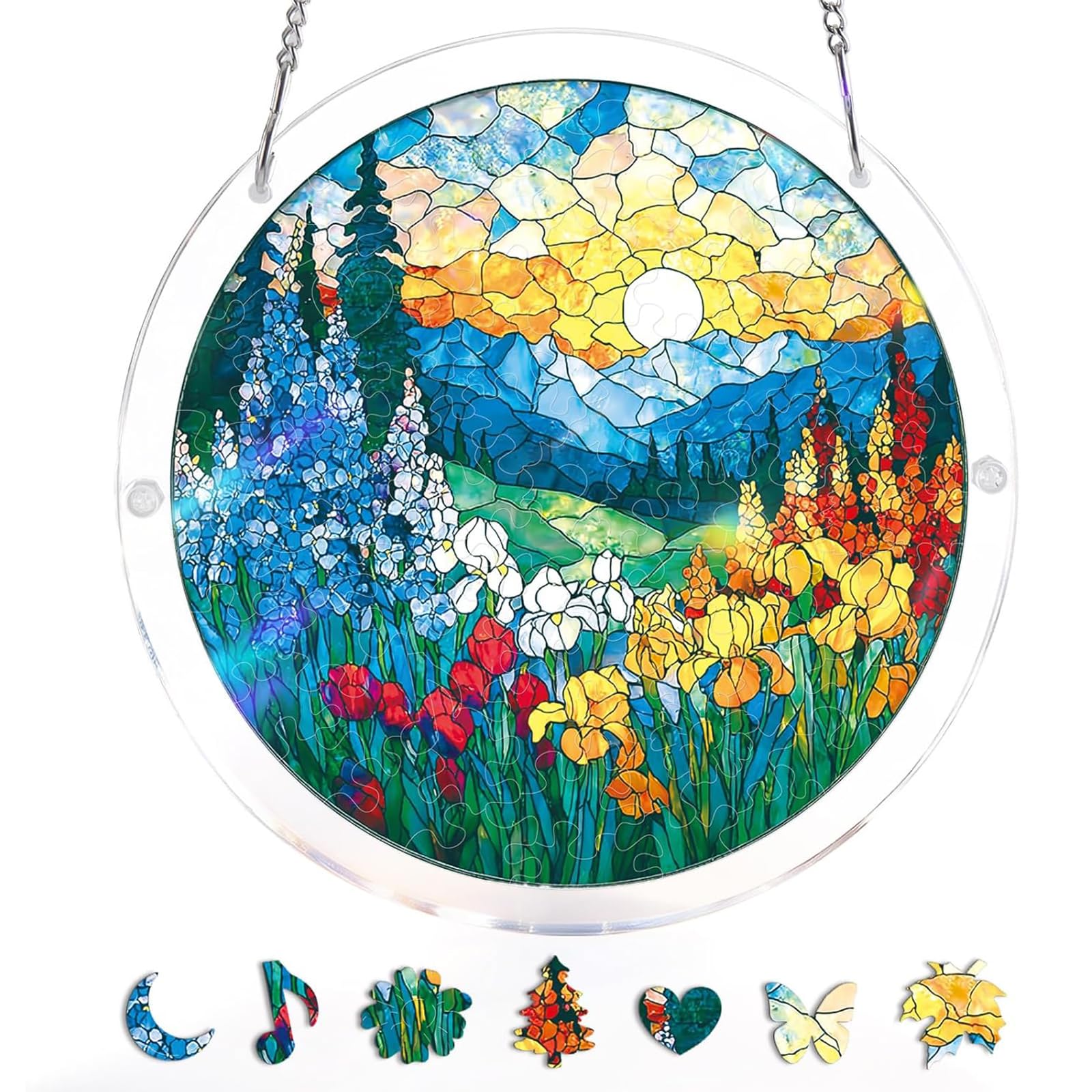 Acrylic Jigsaw Puzzle Suncatcher | 22cm Large Acrylic Puzzles Suncatchers For Windows Hanging | 83 Pieces Stained Glass Window Puzzle Sun Catcher For Adult | Aesthetic Diy Arts & Crafts For Home Decor