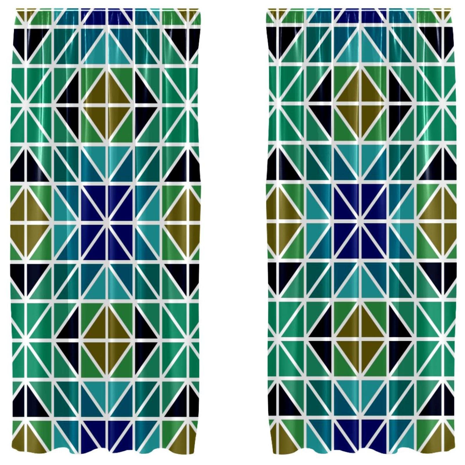 Cortinas de 55x84 pulgadas solucionan la falta de estilo en salones con diseño azul y verde