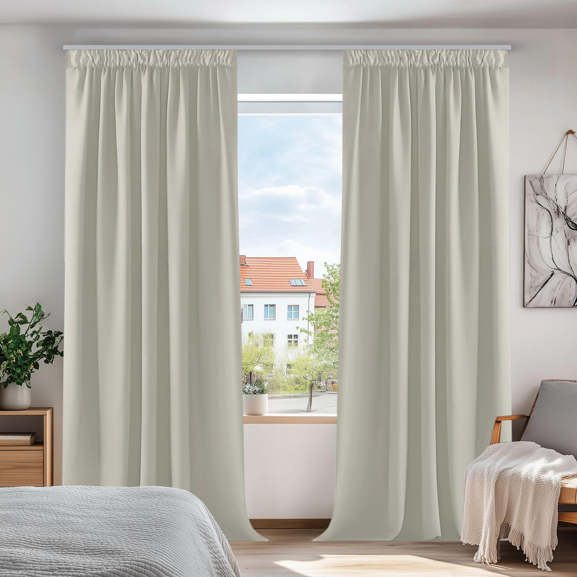 Deconovo Gardinen mit Kräuselband Blickdicht Vorhänge Kälteisolierend Thermovorhang für Balkontür Schlafzimmer 2 Stück