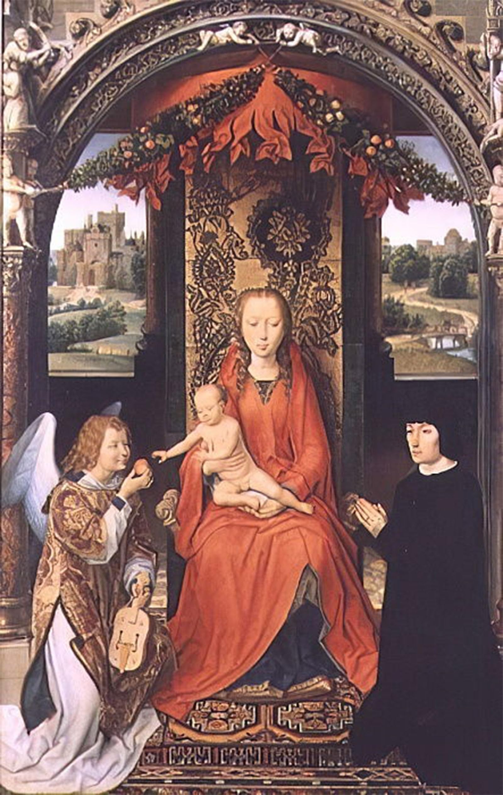 ARTXLXXBN Famous Prints Artwork Pictures Poster Painting Art Lady and Child with Donors by Hans Memling Artwork Landscape Pictures for Home Decor 60x90cm