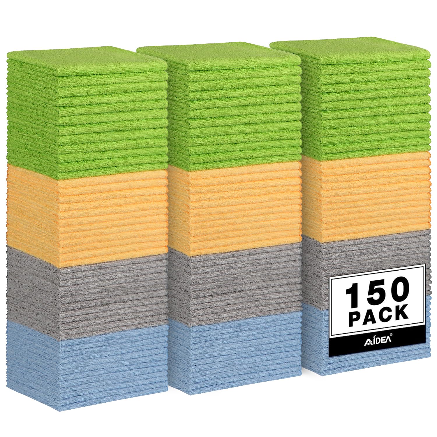 Photo 1 of AIDEA Microfiber Cleaning Cloth 150 Pack, Microfiber Towels for Cars, Soft & Absorbent Cleaning Rags, Premium Lint Free Shop Towels for House, Kitchen, Car, 12inx16in