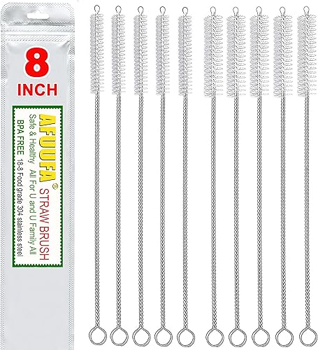 Juego de 10 cepillos limpiadores de pajillas, 5 cepillos de paja de 0.315 x 0.315 in y 5 limpiadores de pipa de 0.315 x 0.394 in para comederos de