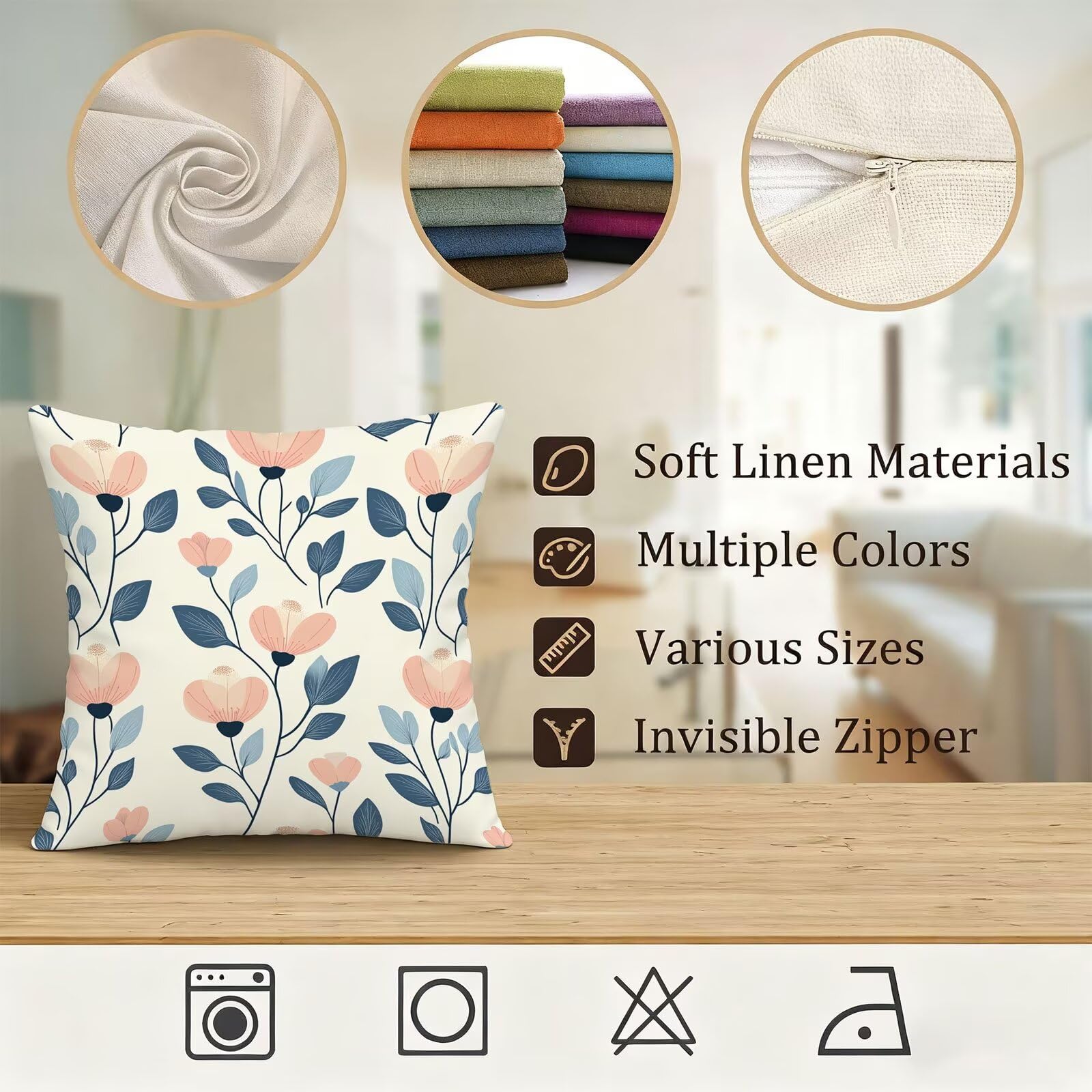 Rose Housse Coussin 60x60 Fleur Taie Oreiller 60x60 Lot de 4 Super Doux Protege Oreiller 60 x 60 Decoration Automne Taie D'oreiller Carrées Coussin Canape, pour Maison Chambre Canapé Chaise E - 488
