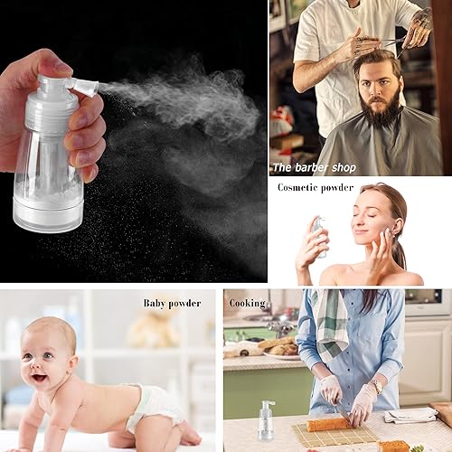 Miniatura 3 de Aethland Botella pulverizadora en polvo para champú seco, 2 botellas de aplicación de talco y polvo, aplicador de fibra capilar recargable para