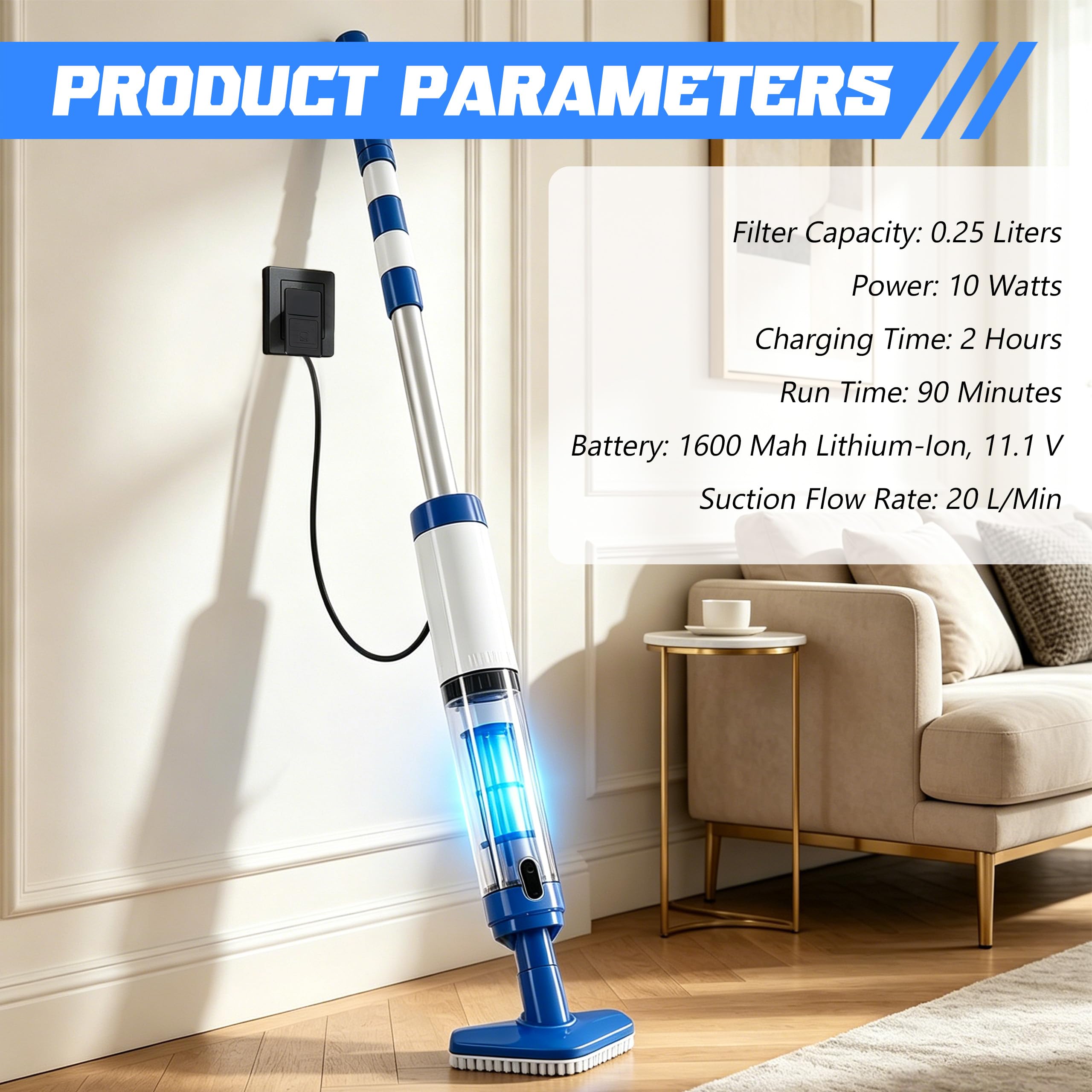 Aspirateur de Piscine sans Fil 3 en 1 avec Batterie, Nettoyeur de Piscine