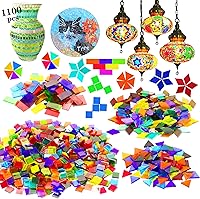 Csdtylh 1100pcs Transparent Glass Mosaic Tiles Mixed Shapes Bulk for Crafts, DIY Art Projects, Home Decor & Stained Glass Supplies