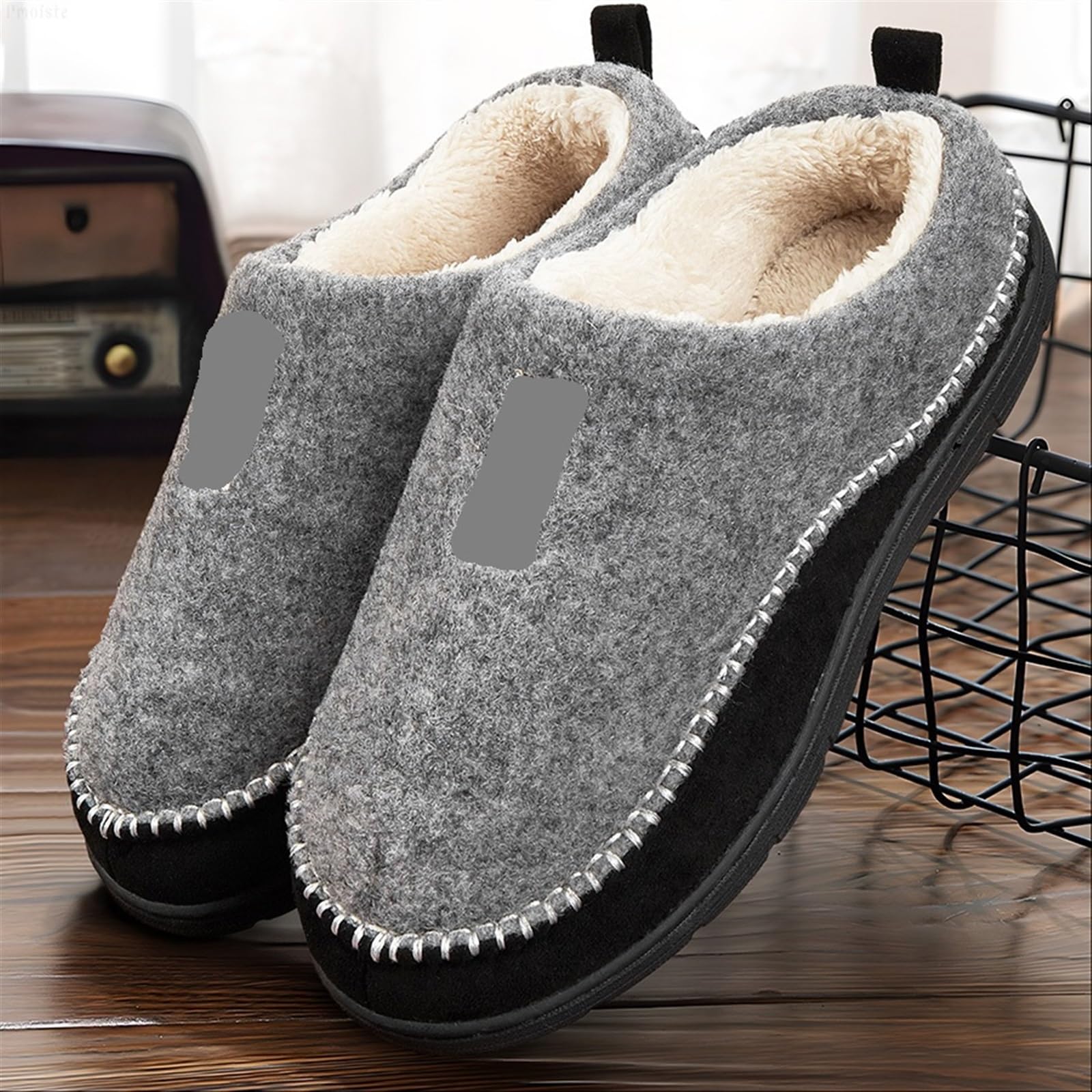 Pantofole da uomo in cotone Pantofole da casa for uomo Fuzzy Warm Patchwork Cucito Memory Foam Soggiorno Scarpe Pantofola invernale in peluche