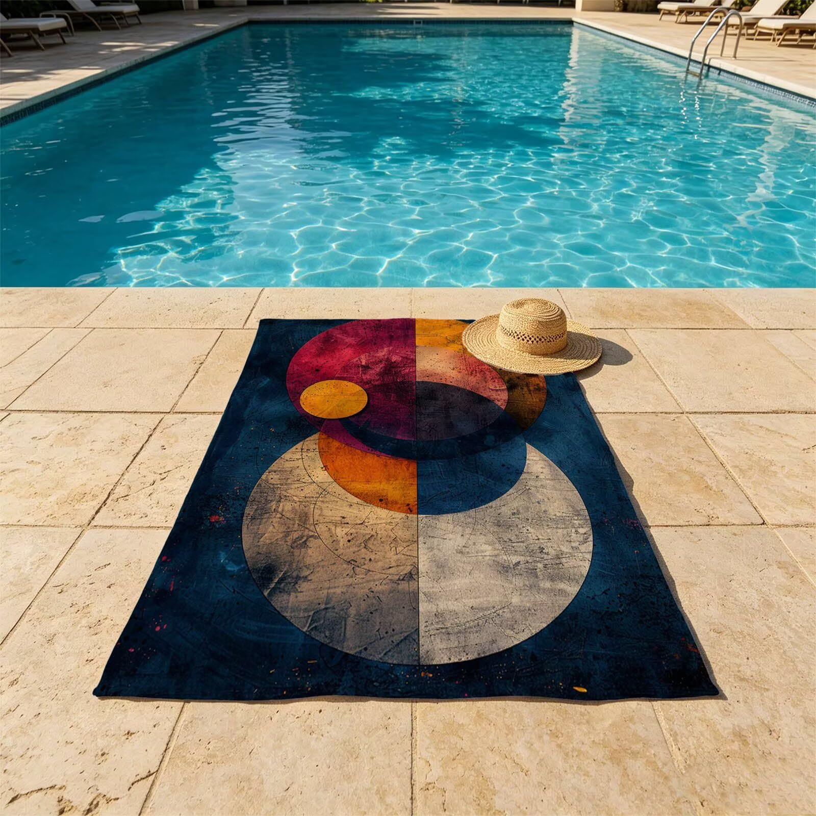 Toalla Playa Grande 220x160 Vacaciones Accesorios Viaje, Toalla Playa Redondo Suave Cómodo Secado Rápido, Sencillez Toallas Baño Grandes 160 x 220cm para Yoga Fitness Natación Sauna Baño XTLS-2206