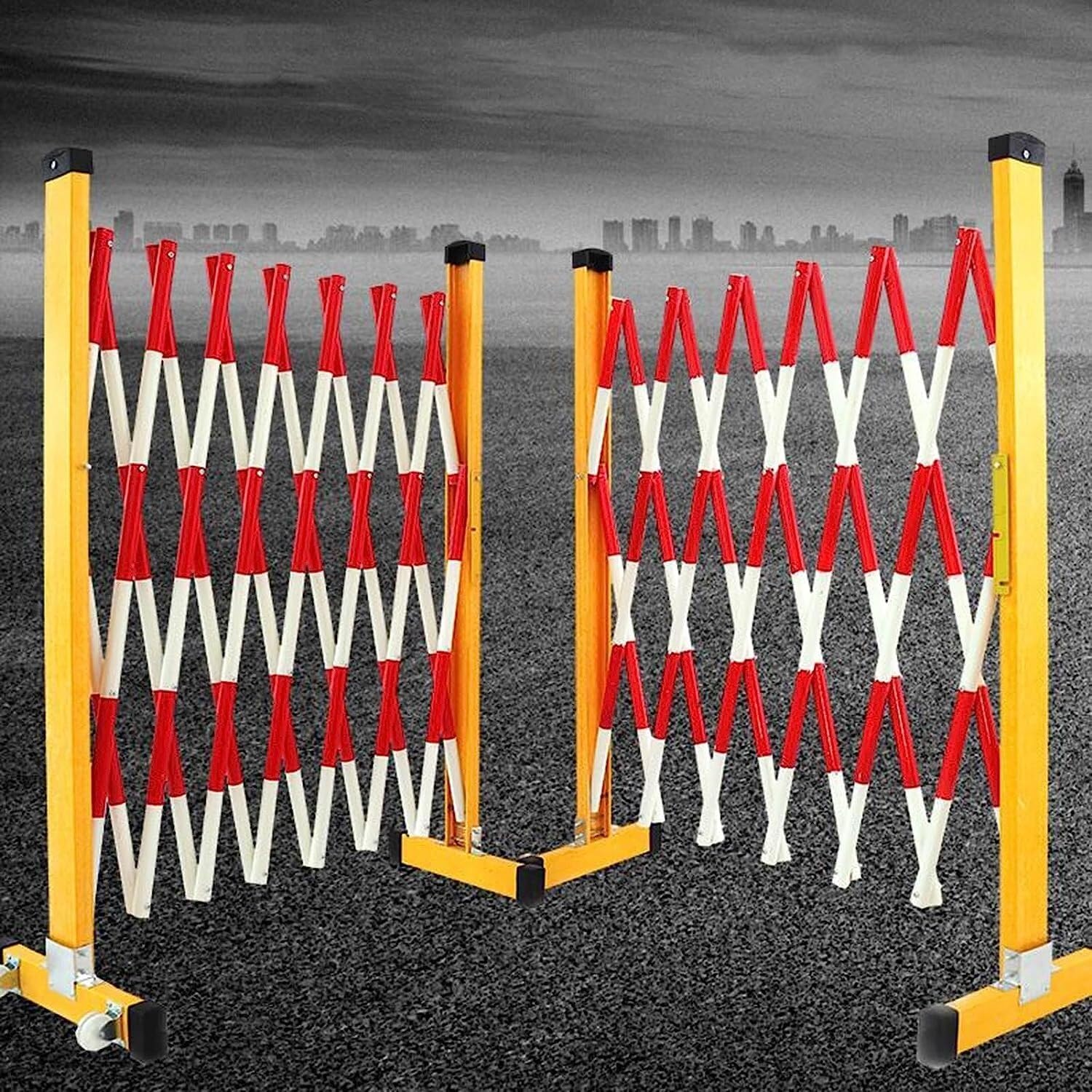 Wysuwane bariery drogowe do zabezpieczania stref zagrożenia – metalowa bariera rozszerzalna, 1,2 x 6 m, przenośne rozwiązanie bezpieczeństwa do budowy, imprez, parkowania i kontroli tłumu.