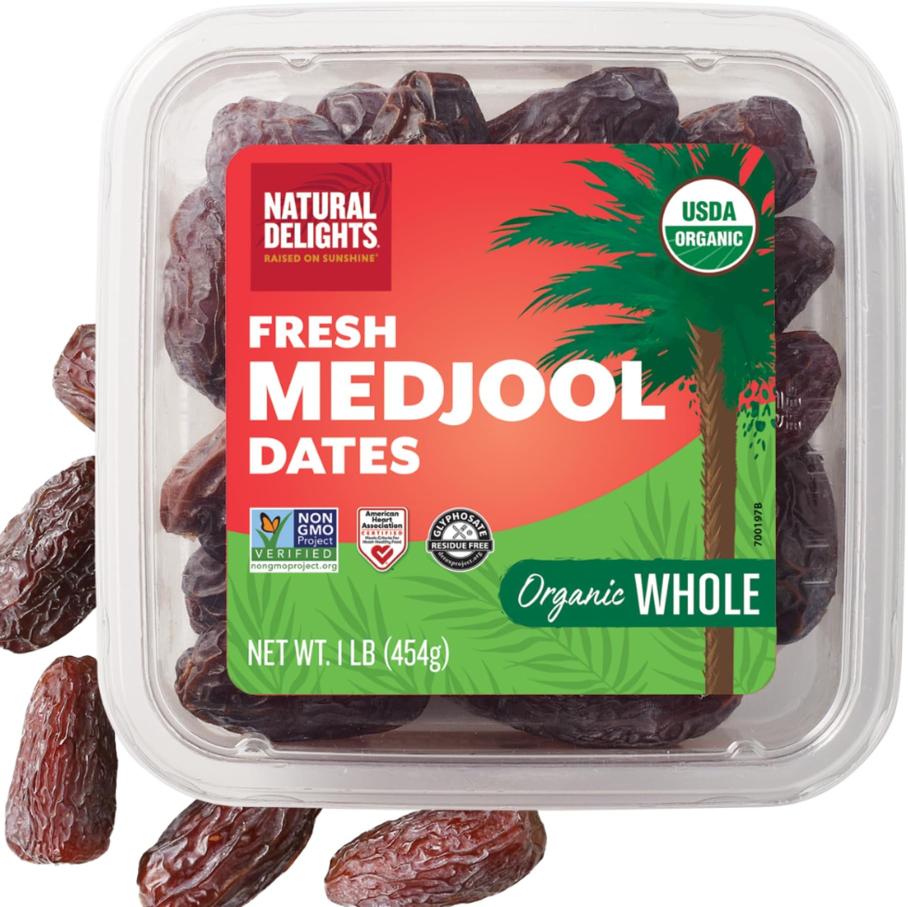 Organic Medjool Dates – Large & Plump USDA Certified , Non-GMO Verified, Good Source of Fiber, Naturally Sweet Fruit Snack, Perfect for On-the-Go - Whole Medjool Dates Organic, 1 lb oz Container
