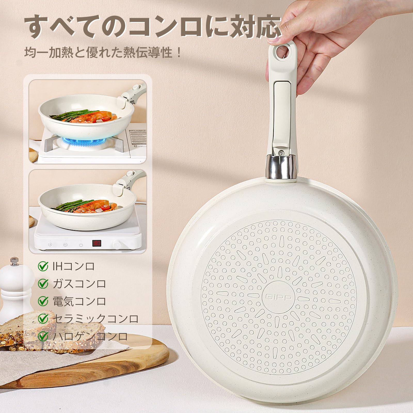 Amazon.co.jp: GiPP セラミックコーティング フライパン セット 7点 IH