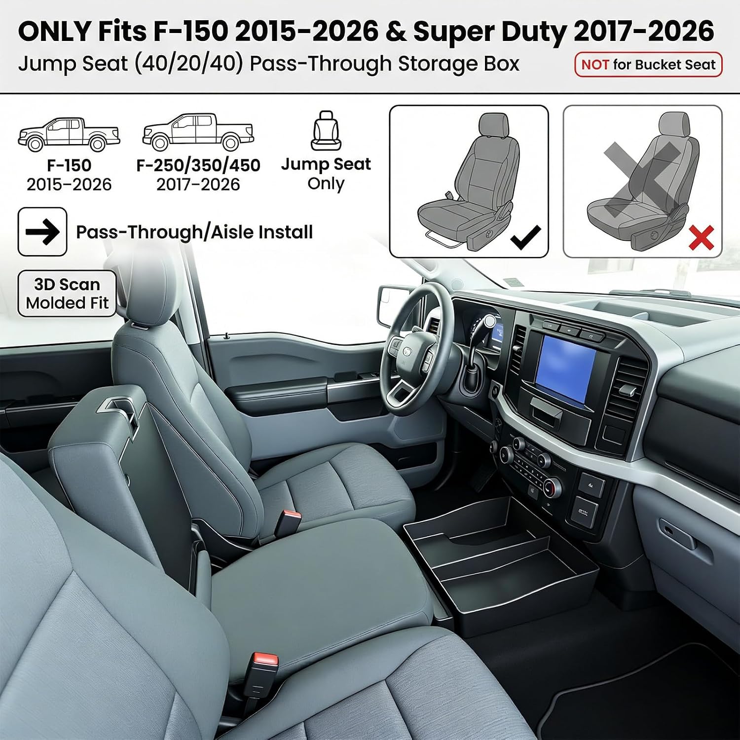 Underseat Storage Floor Organizer for 2015-2026 Ford F150 F-150 Accessories