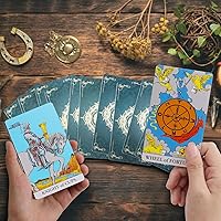 Vista 6 de MagicSeer Tarjetas de tarot, 78 piezas de baraja grande duradera sin bordes para principiantes y expertos, tinta premium e impresión precisa, bolsa