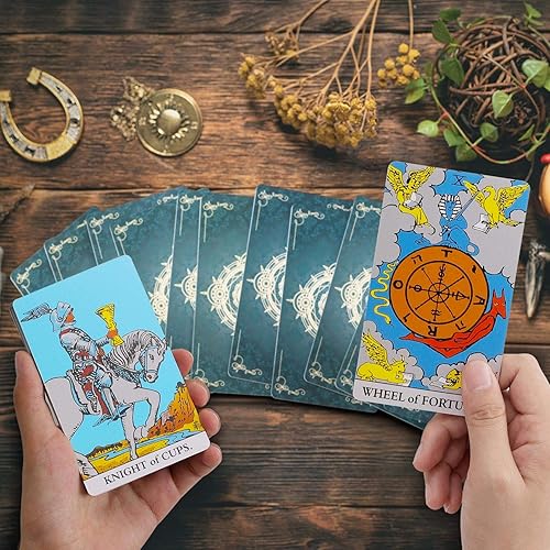 Miniatura 6 de MagicSeer Tarjetas de tarot, 78 piezas de baraja grande duradera sin bordes para principiantes y expertos, tinta premium e impresión precisa, bolsa