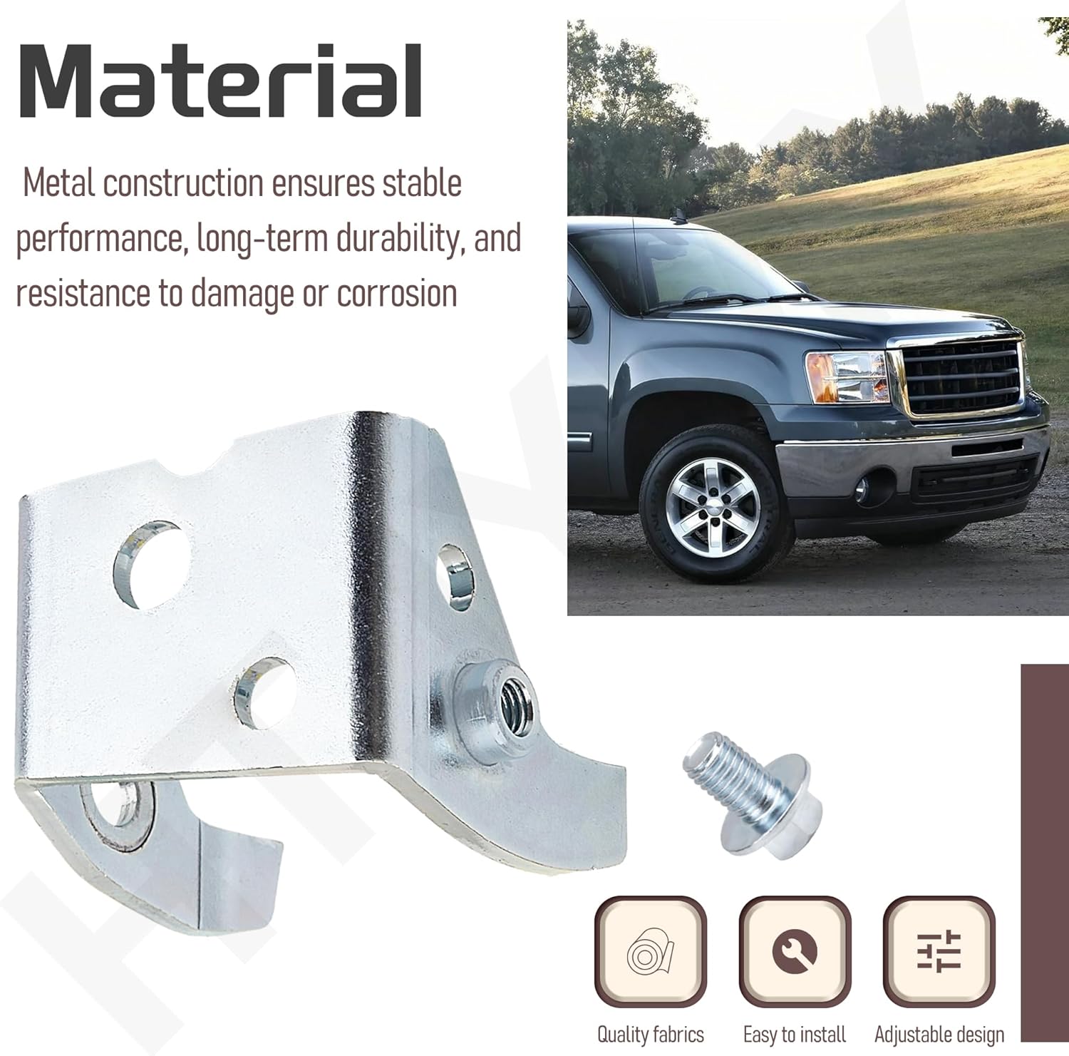 DH-GM6547U-FL Door Hinge Front Left (Driver Side) Upper for Ch-Evy 1500 3500 2007-2014, Metal Construction, Replaces 25854415, 15877428