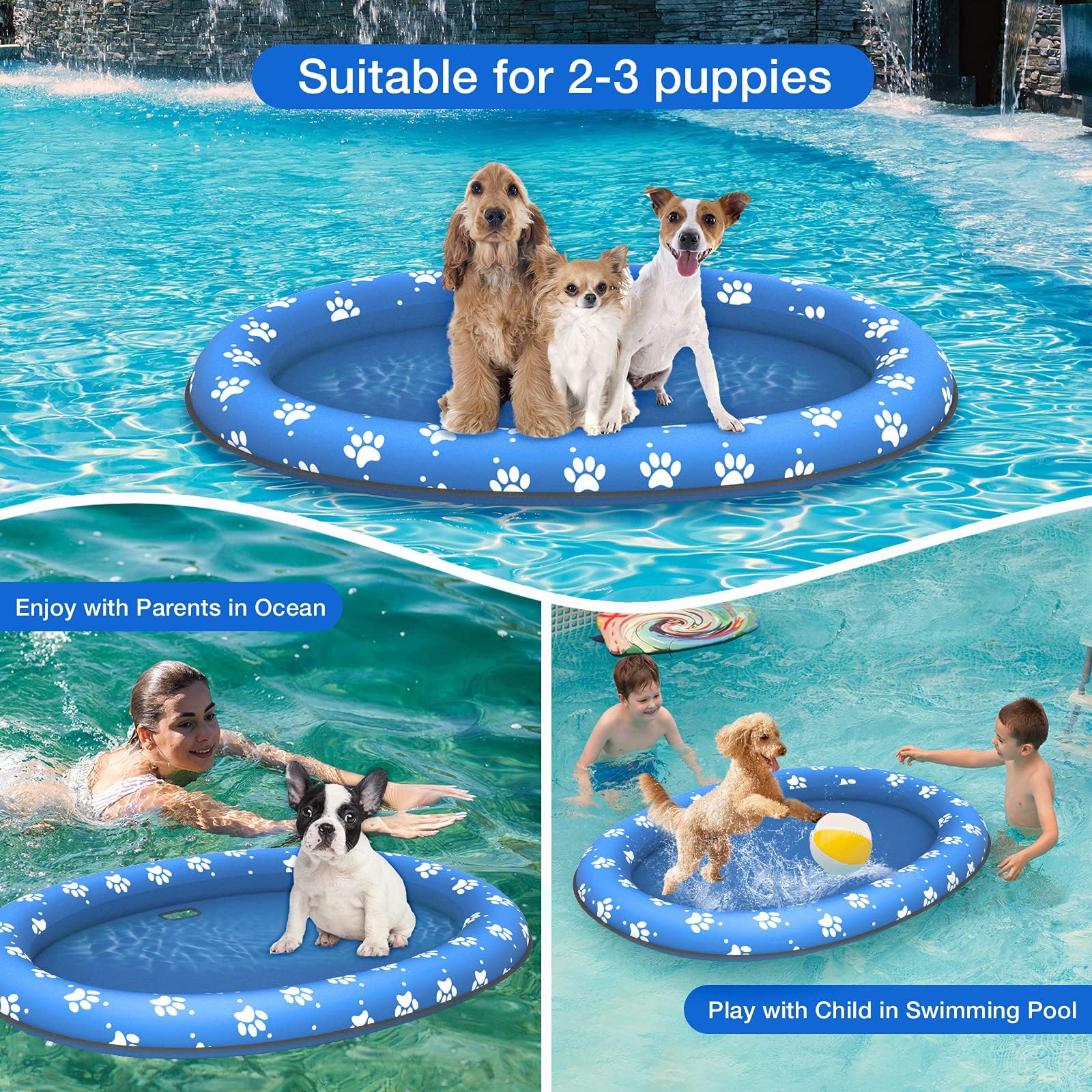 Salvagente Gonfiabile per Cani, Tessuto Oxford Antigraffio, Antiscivolo e Senza BPA, Portatile Salvagente per Animali Domestici, Perfetto per Spiagge, Piscine e Laghi in Estate