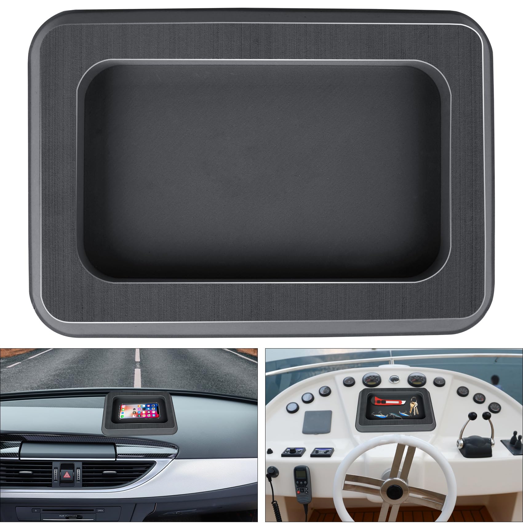 VEITHI Boat Dash Pad, 9.8in x 6.9in Anti-Slip Boat Dash Organizer Perfect for Fishing Boat Center Consoles, EVA Foam Boat Dash Accessory,Car Dash Grip Pad for Cell Phone(Dark Grey)