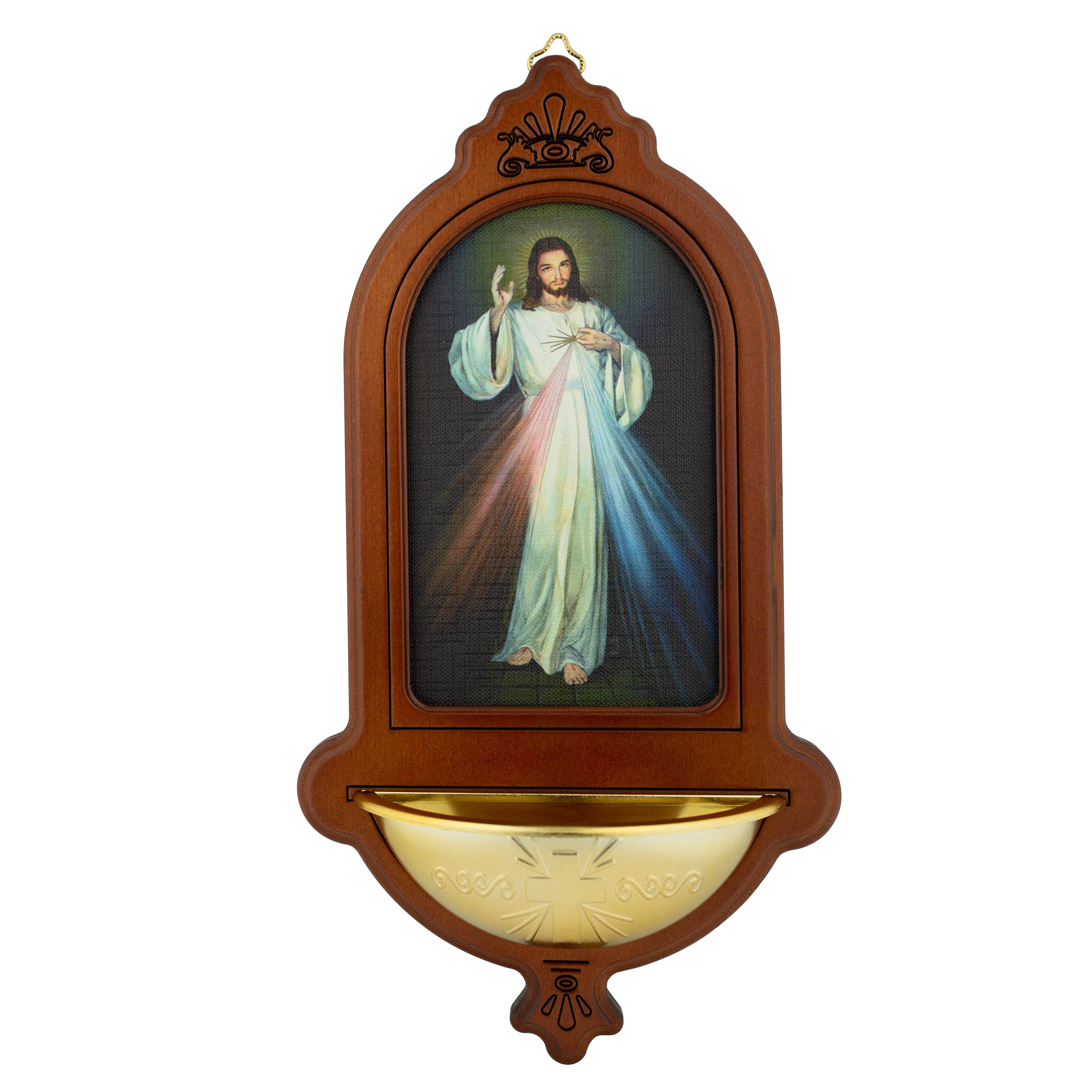 Holy Water Font for Wall | Beautiful Catholic Home Decor | Available in Saint Michael or Divine Mercy | Great Gift for First Communion, Confirmation, or New Home | Made in Italy (Divine Mercy)