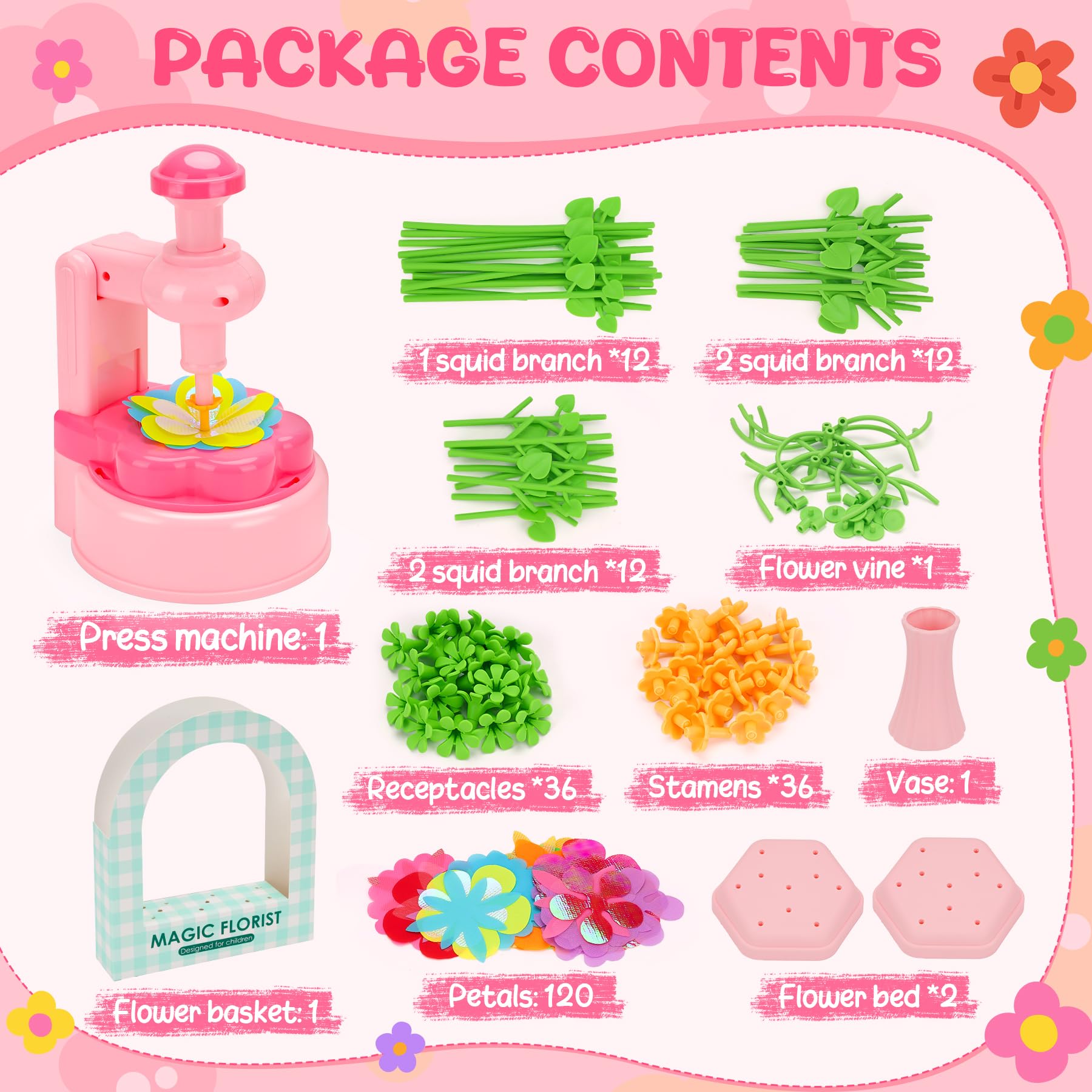 CSYY Kit de Bricolage Floral, Enfants Jouets pour Construire un Bouquet de Fleurs Artificielles 237 Pièces Création Bouquet de Fleurs DIY Bricolage pour enfants de 4, 5, 6, 7 et 8 ans