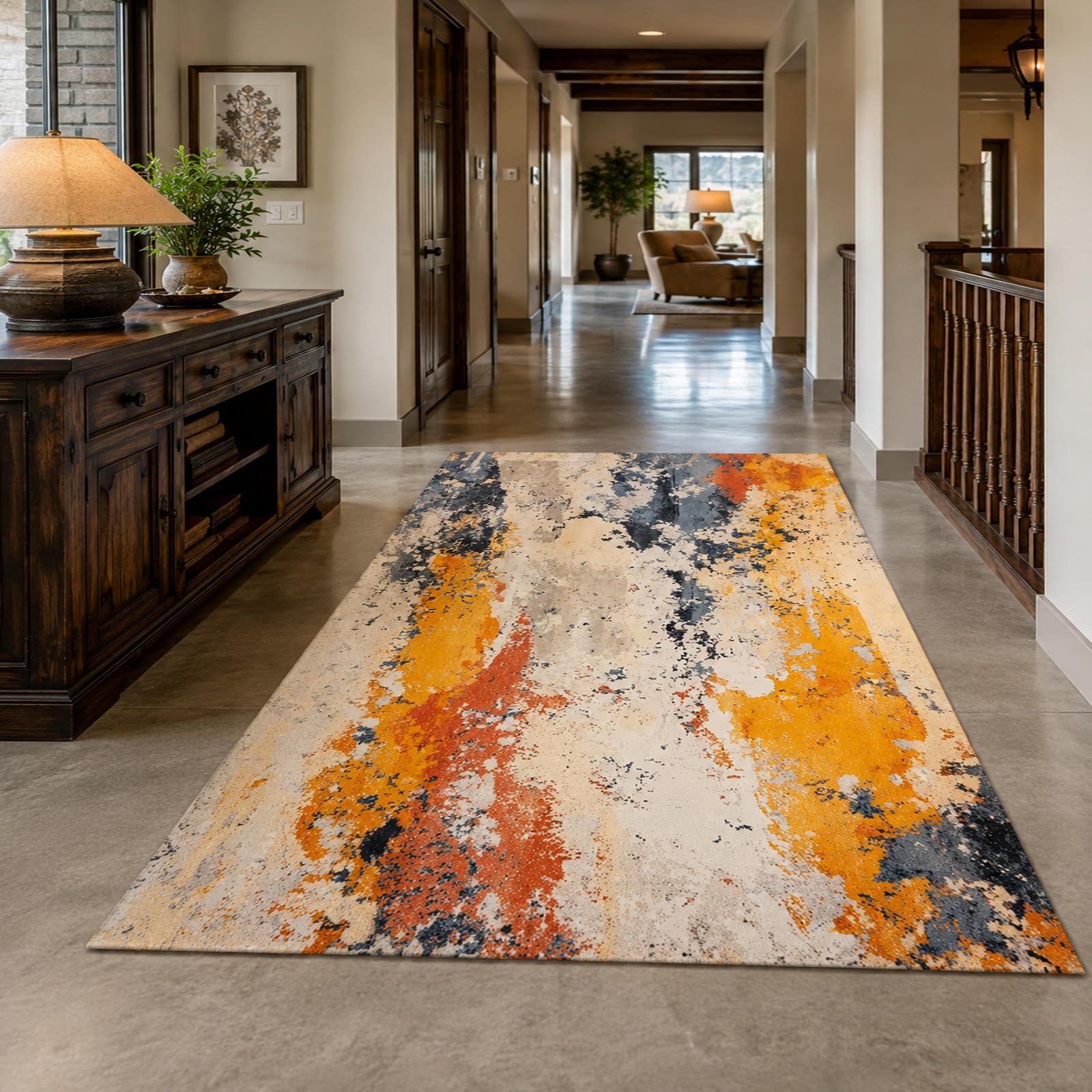 Tapis de chambre à coucher multicolore beige et rouge 60 x 120