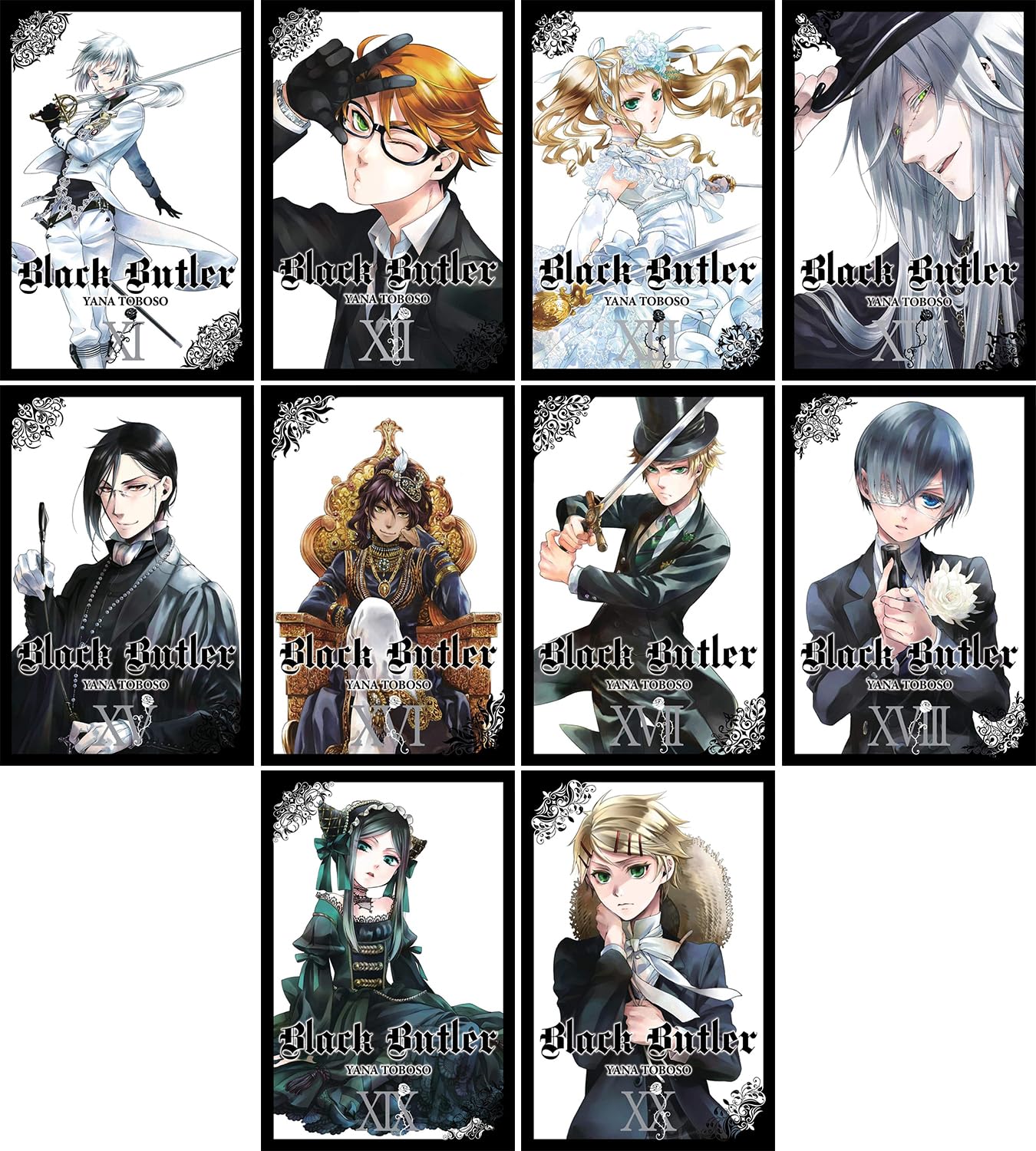 Black Butler Manga Set Vol 11-20 by Yana Toboso, Set of 10 Books Paperback – July 21, 2015