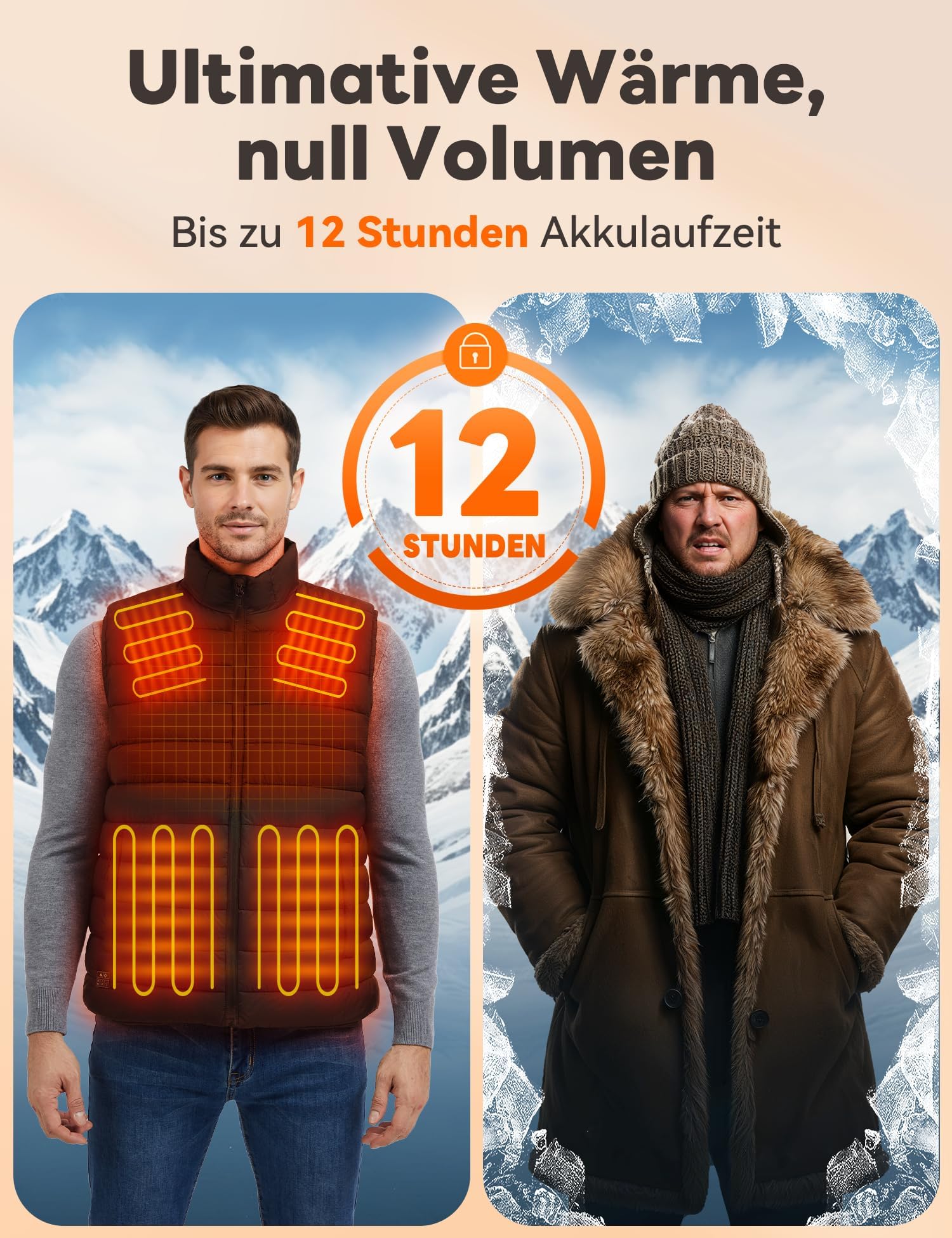 Beheizbare weste Herren Damen, 16000mAh 3 einstellbare Wärmestufe Eletriksche Heizweste für Ski Fahren, Wärmeweste für Outdoor Ativitäten, Waschbar