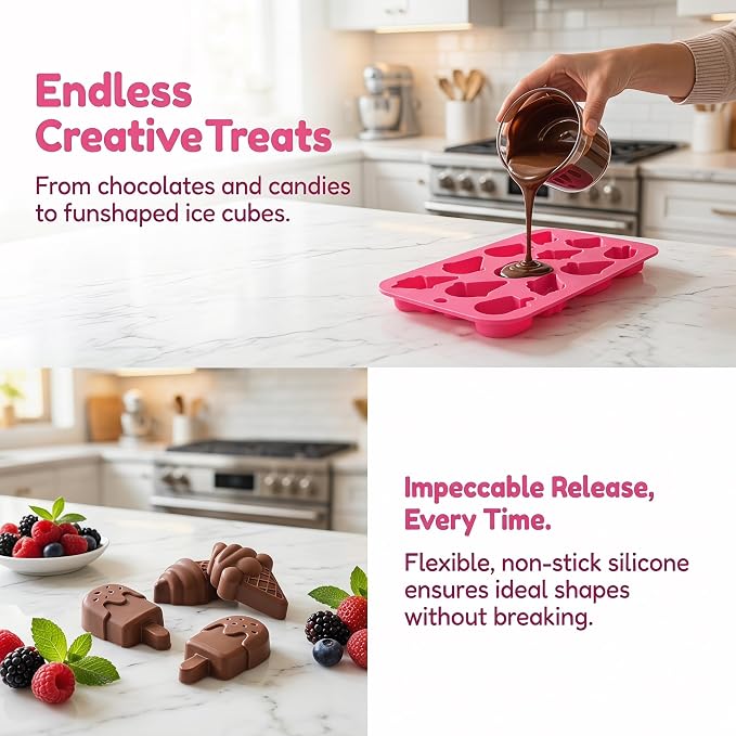 Moldes de silicona para cubitos de hielo con diseño de helado 2 piezas miniatura 3