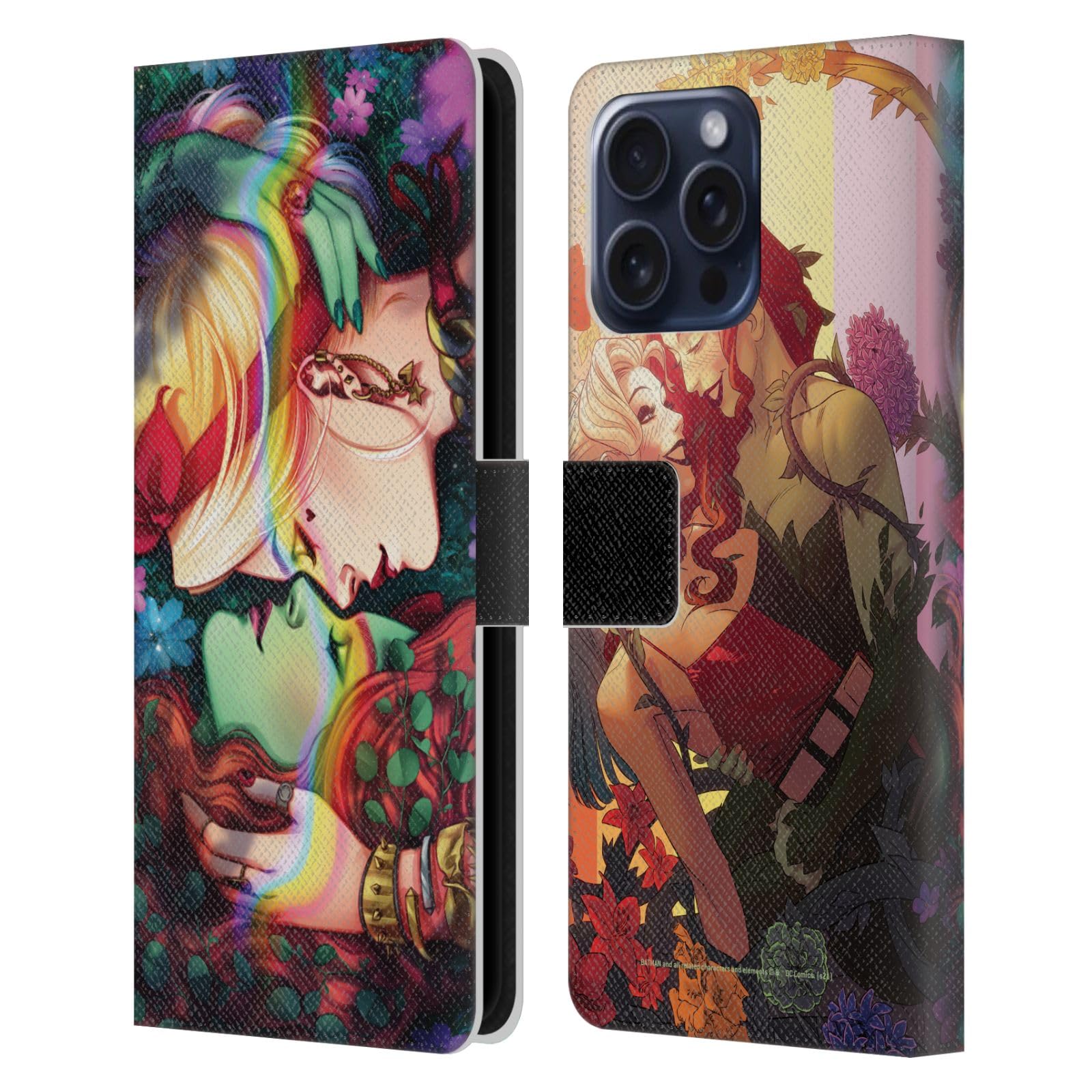 Head Case Designs Officially Licensed Batman DC Comics Poison Ivy & Harley Quinn Gotham City Sirens Leather Wallet Case Compatible with Apple iPhone