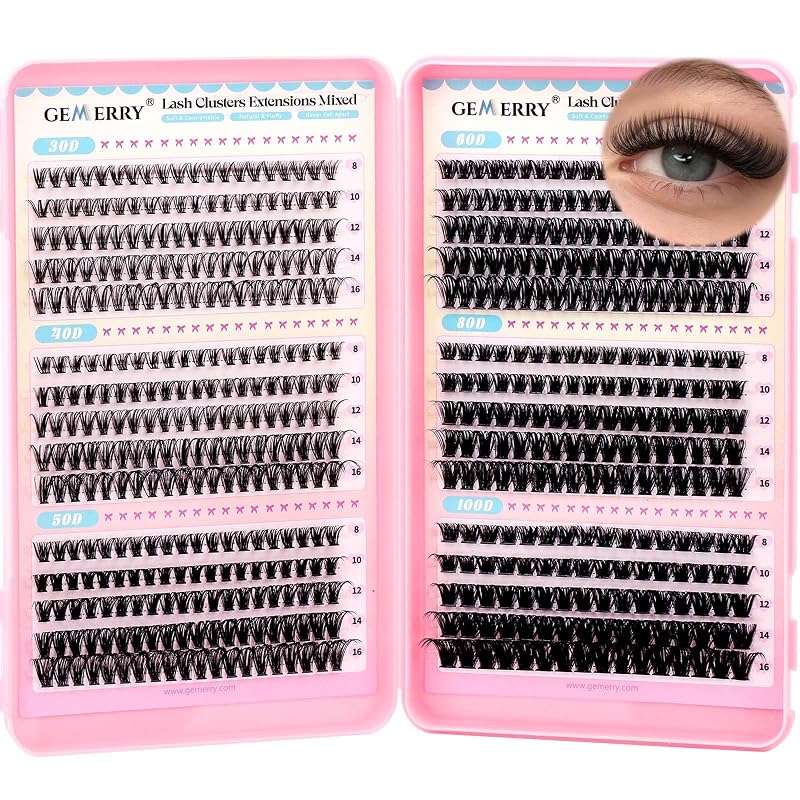 Cílios Postiços em Tufos GEMERRY 30D 40D 50D 60D 80D 100D 8-16MIX D Curl