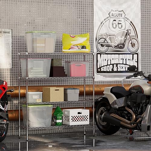 Miniatura 5 de Regal Altair Kit de estantería de alambre cromado de 4 niveles de profundidad x 24 pulgadas de ancho x 64 pulgadas de alto, unidad de estante de