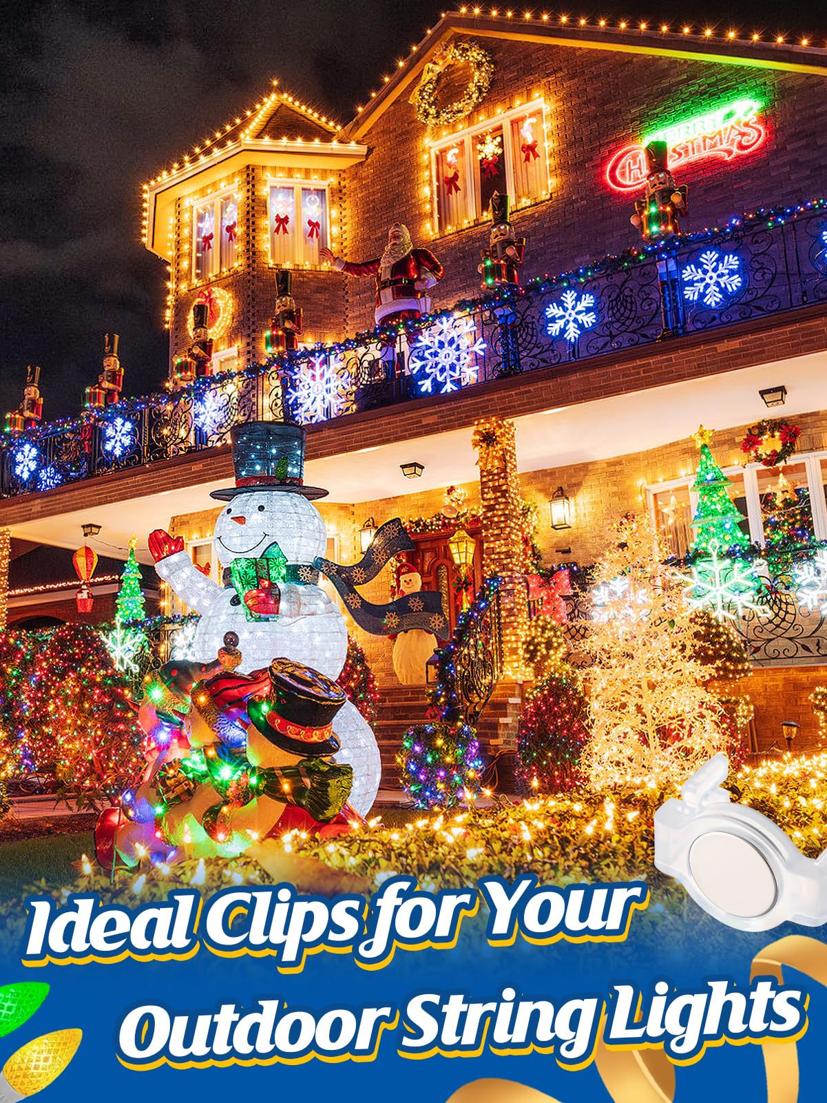 Aulock 50 clips magnéticos fuertes de luz de Navidad C9 – Ganchos de cadena de luces navideñas para canalones de Navidad al aire libre, techos de acero