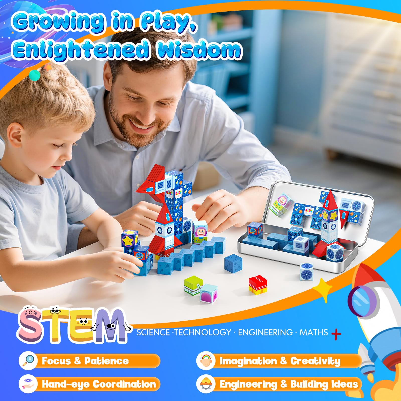 Magnetische Bausteine Reisespielzeug für Kinder 36 Stück Tragbare Reise Mini-Magnetbausteine Sensorisches kreatives Spielzeug Unterricht Geschenk für Jungen und Mädchen ab 3 Jahren