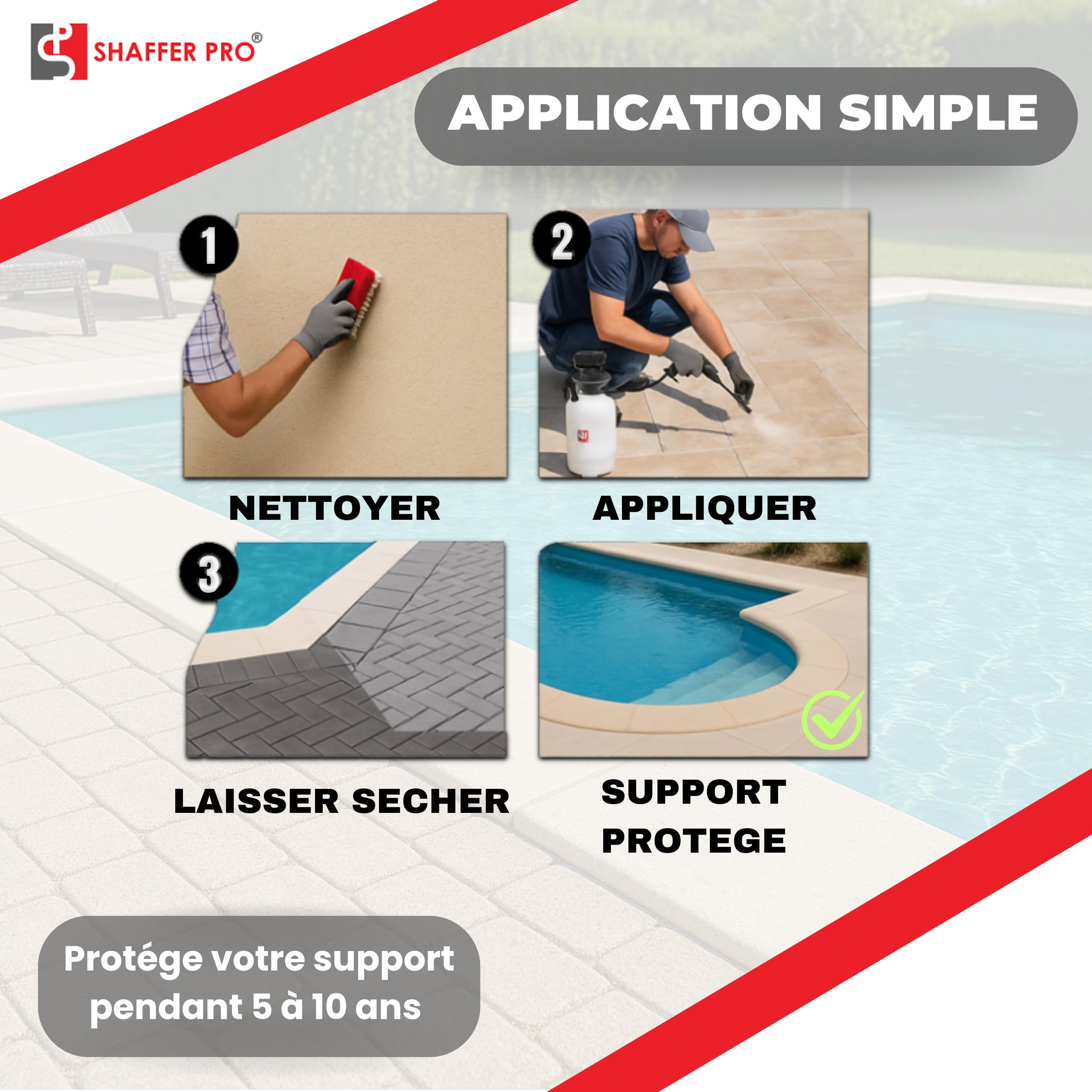 Hydrofuge Oléofuge Professionnel – Imperméabilisant Travertin, Pierre Naturelle, Façade, Carrelage Extérieur Terrasse, Dalle, Produit Sol Anti-Mousse – 5L – Made in France