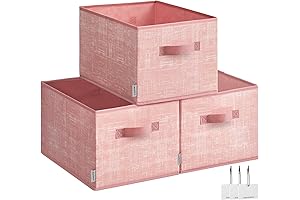 SONGMICS Set of 3 Storage Baskets Pink 15.7 x 11.8 x 9.5...