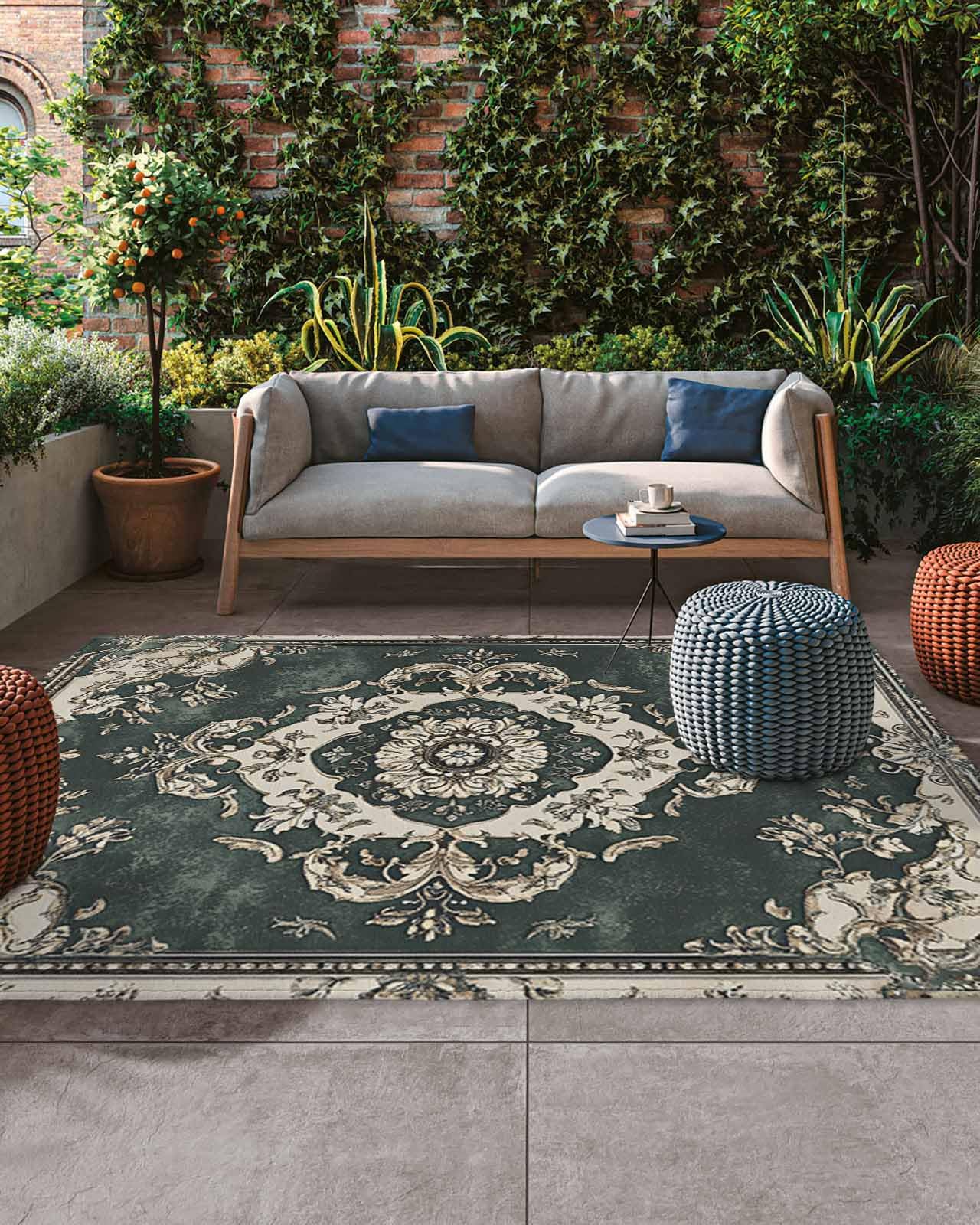 Amazon.com: Outdoor Rug 6x9ft Retro Green Boho Pattern Large Patio