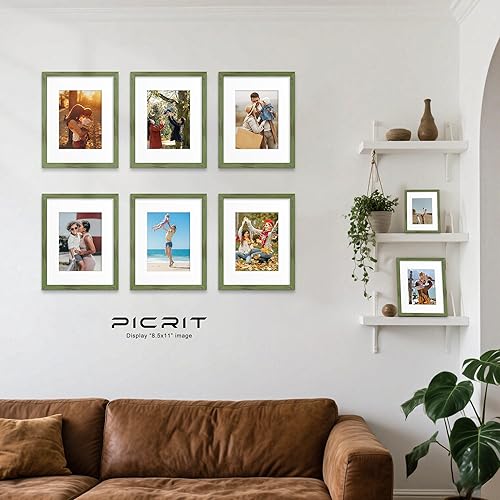 Miniatura 650 de Picrit - Juego de 12 portarretratos de 5 x 7 pulgadas para colgar en la pared o exhibir sobre una mesa, para fotos de 4 x 6 con paspartú o 5 x 7