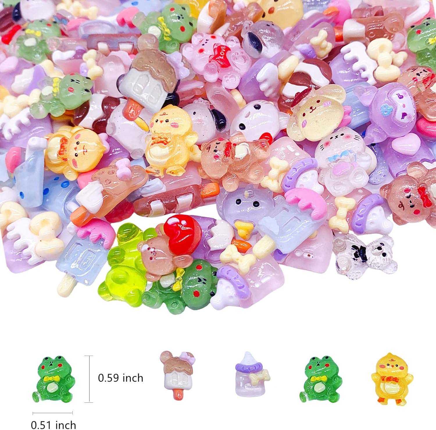 60 Pcs Mini Flatback Resin Slime Charms Bulk for Nail Art Crafts, Flatback 3D Mixed for DIY Scrapbooking Crafting (Multicolored) - Image 3