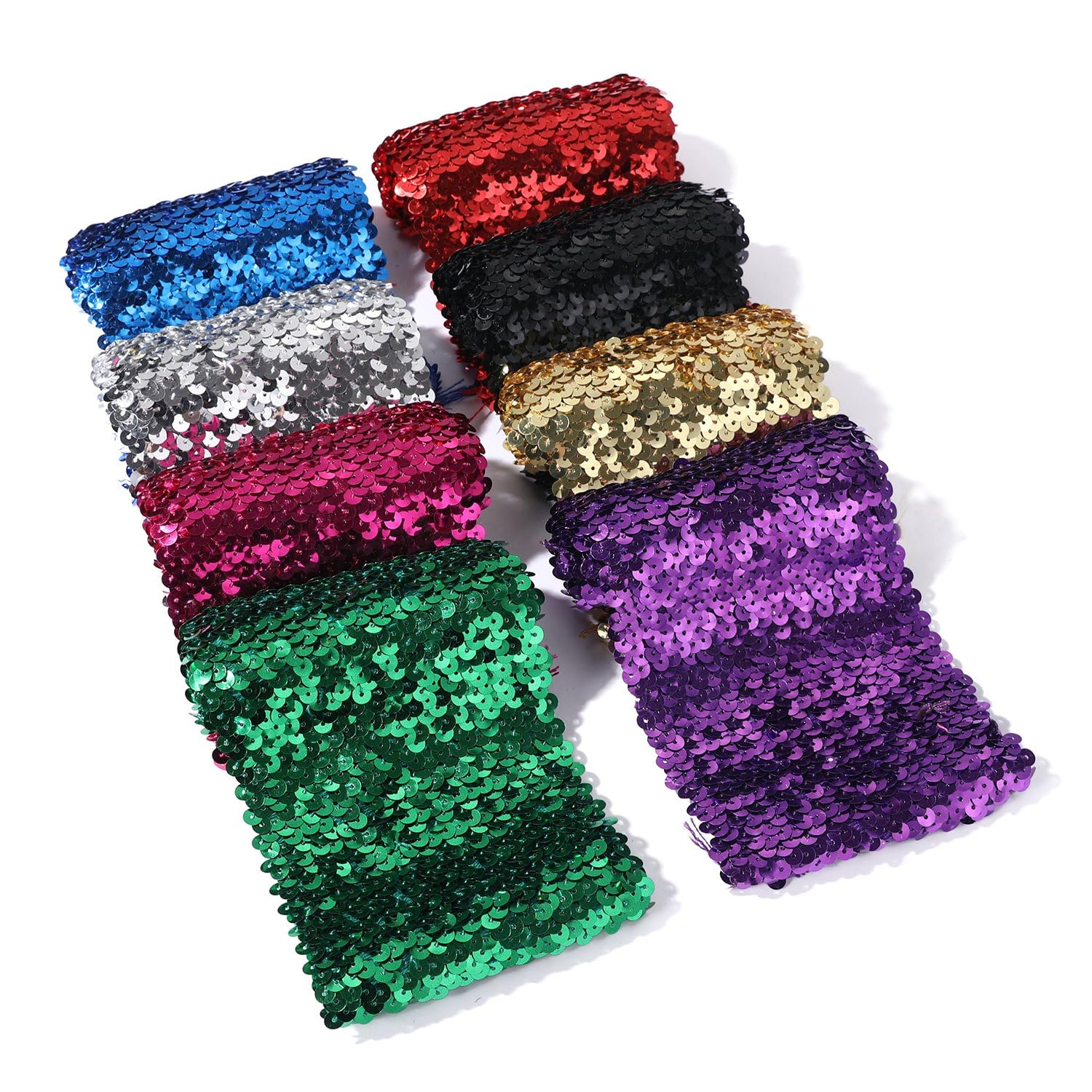 Stretch Sequin Trim Bandeau Fabric Hem Band in Extra Wide 10cm and 20cm Widths,Boob Tube Style Dressmaking Party Costume Elastic Metallic Material by the Yard,Neotrims, 20cm, Royal Green, 5mts