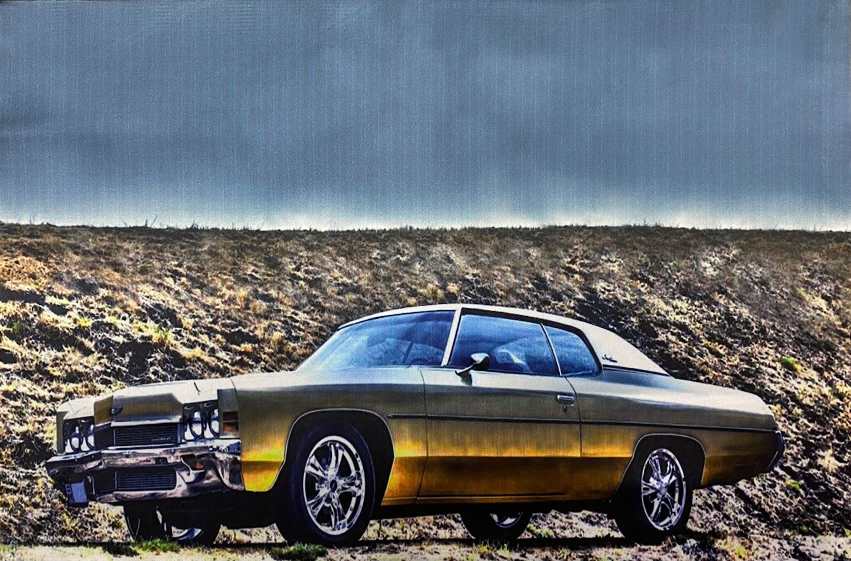 Lights LED-Bild mit Beleuchtung Leinwandbild 65 x 45 cm Leuchtbild MUSCLE CAR AUTO OLDTIMER