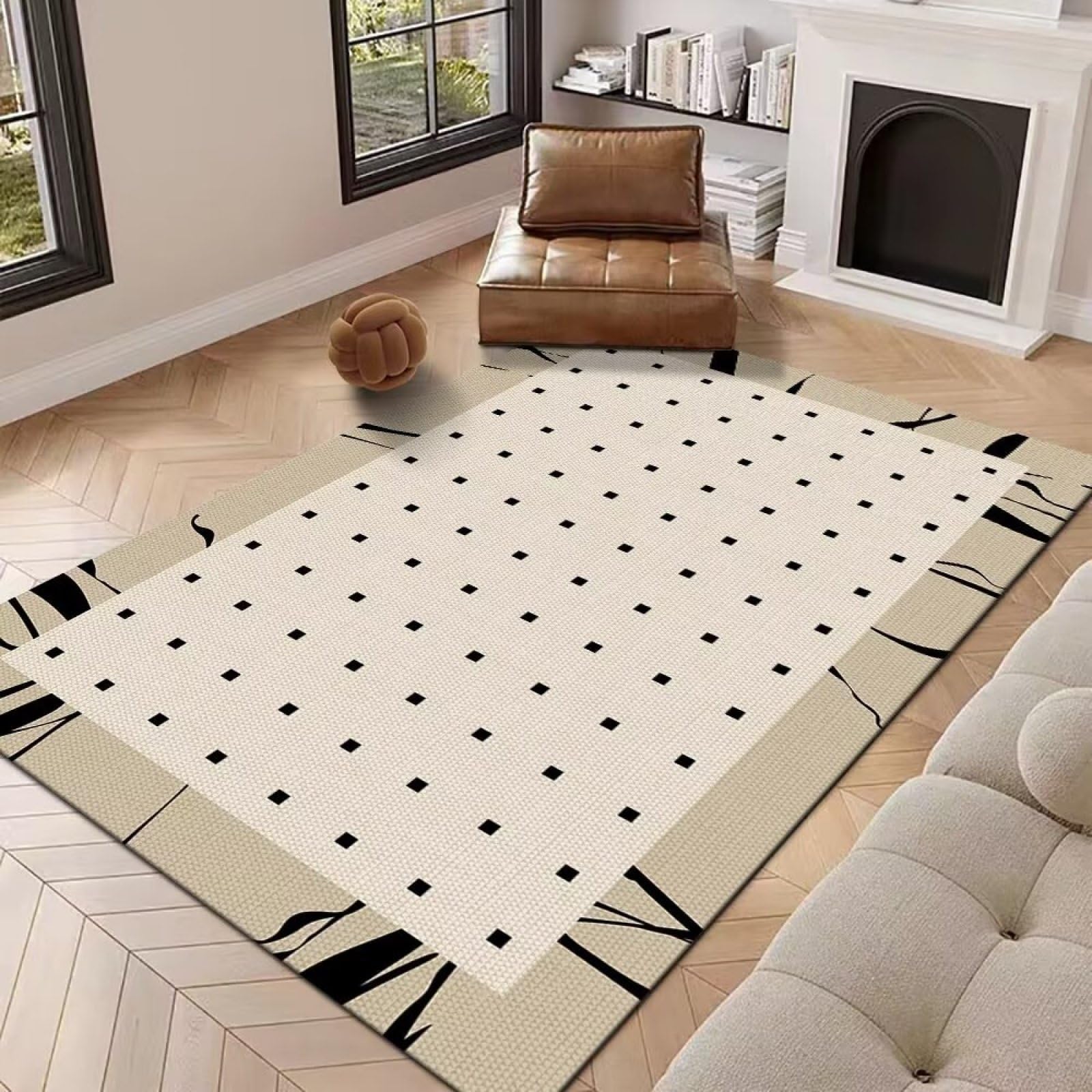 Felpudo Entrada Casa Geometría Beige Alfombra Salon Lavable Alfombra Entrada Casa Exterior Poliéster Felpudo Exterior Lluvia Suave Alfombras de Habitacion Salon Antideslizante Tapete 150x200