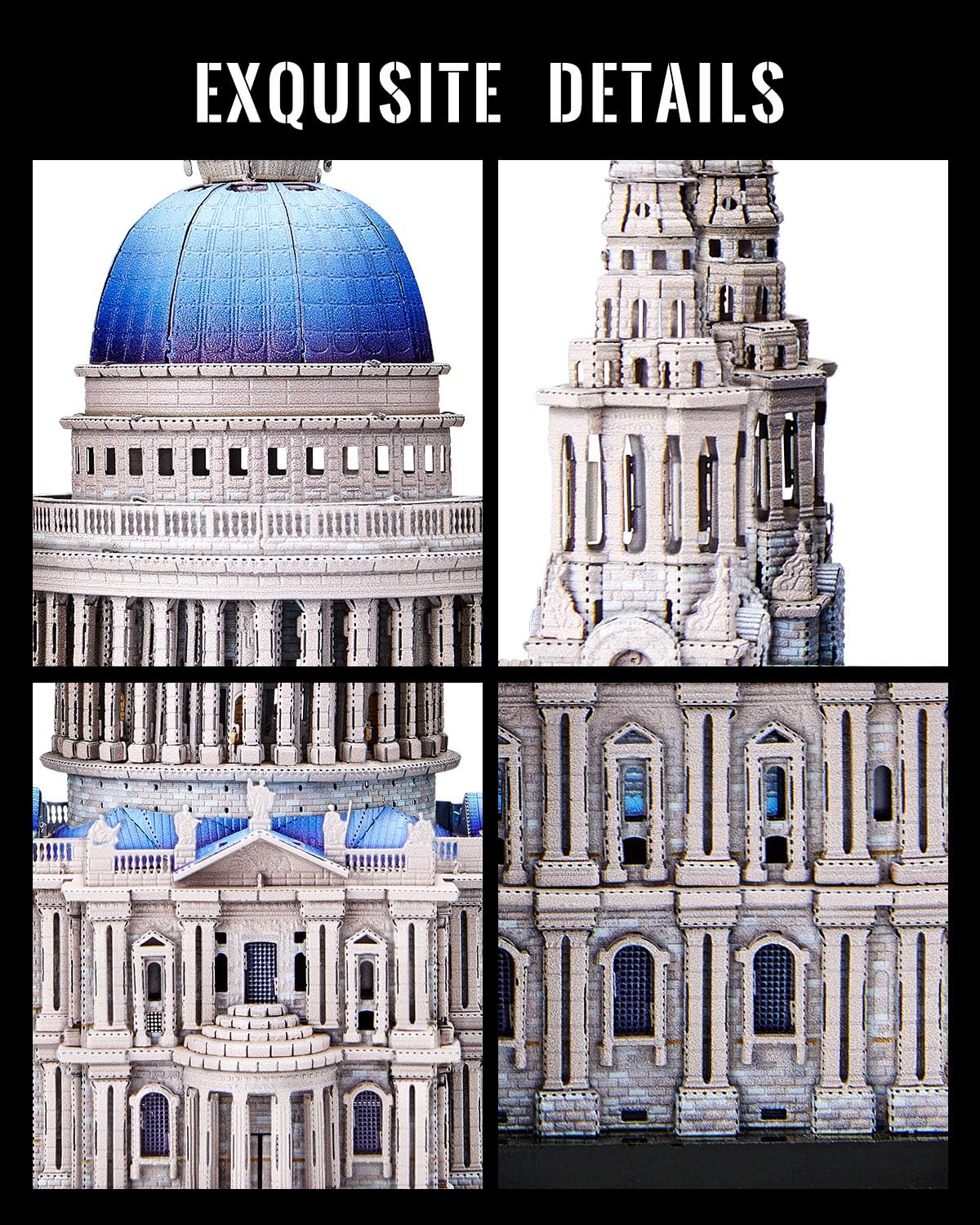 Piececool Metalowe puzzle 3D dla dorosłych, katedra św. Pawła, metalowe zestawy modelarskie do architektury Londynu, czas rodzinny, dekoracja domu, najlepsze prezenty