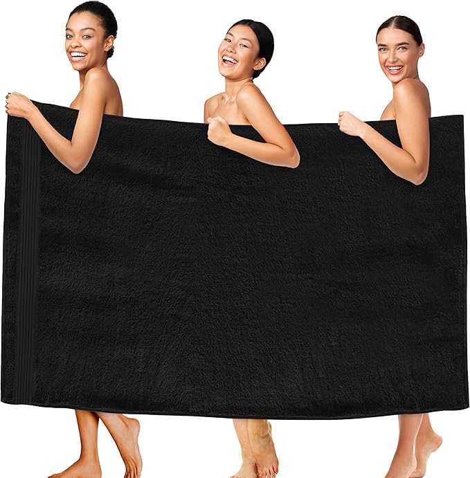 Elegant Comfort Premium Super Soft Highly Absorbent 1 Piece Oversized Bath Sheet - 40" x 80" inch, Luxurious Hotel Spa Quality 100% Turkish Cotton Extra Large Bath Towels for Adults, Black