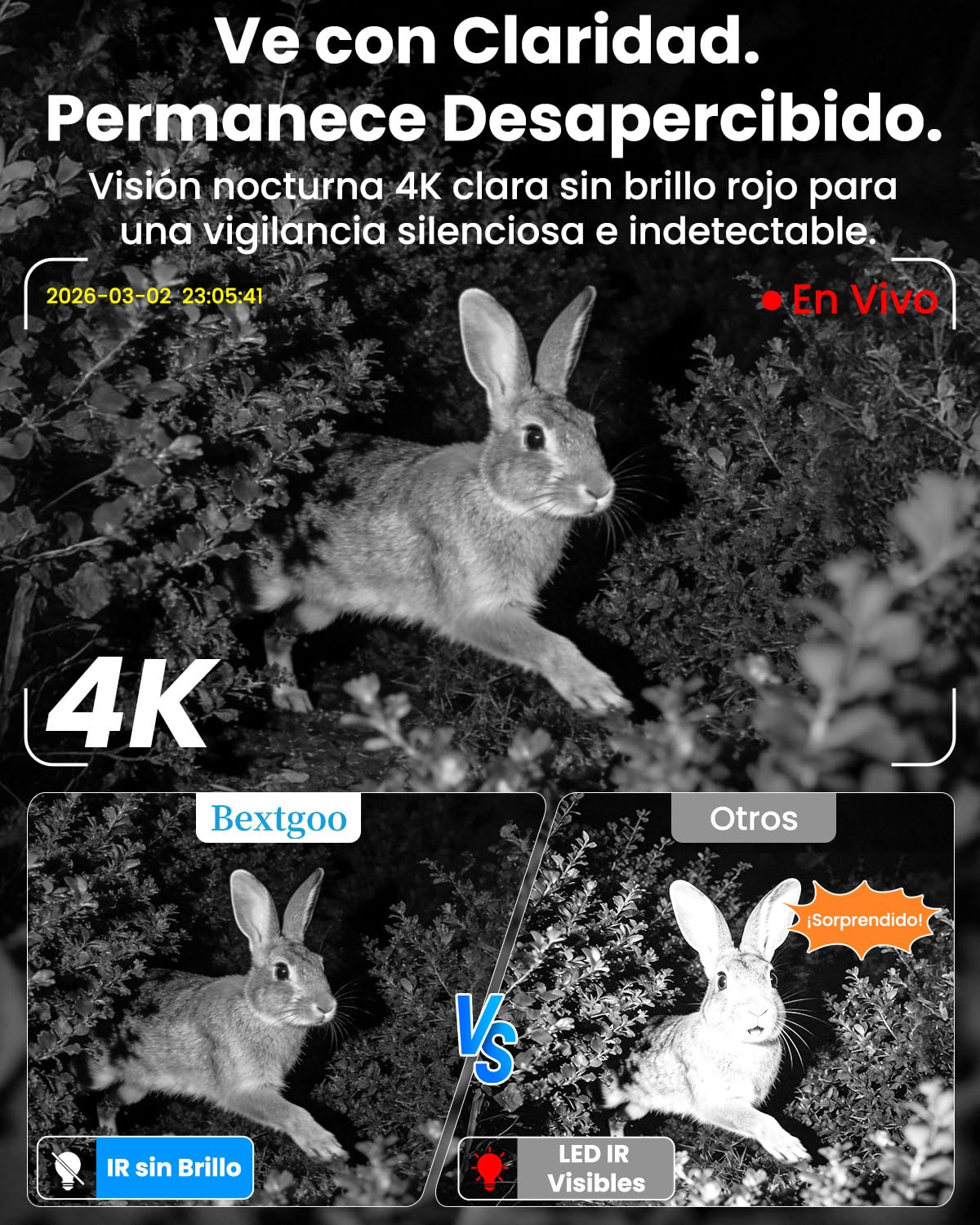 Bextgoo 4K Mini Videovigilancia sin Internet, 4G LTE Camara Vigilancia SIM