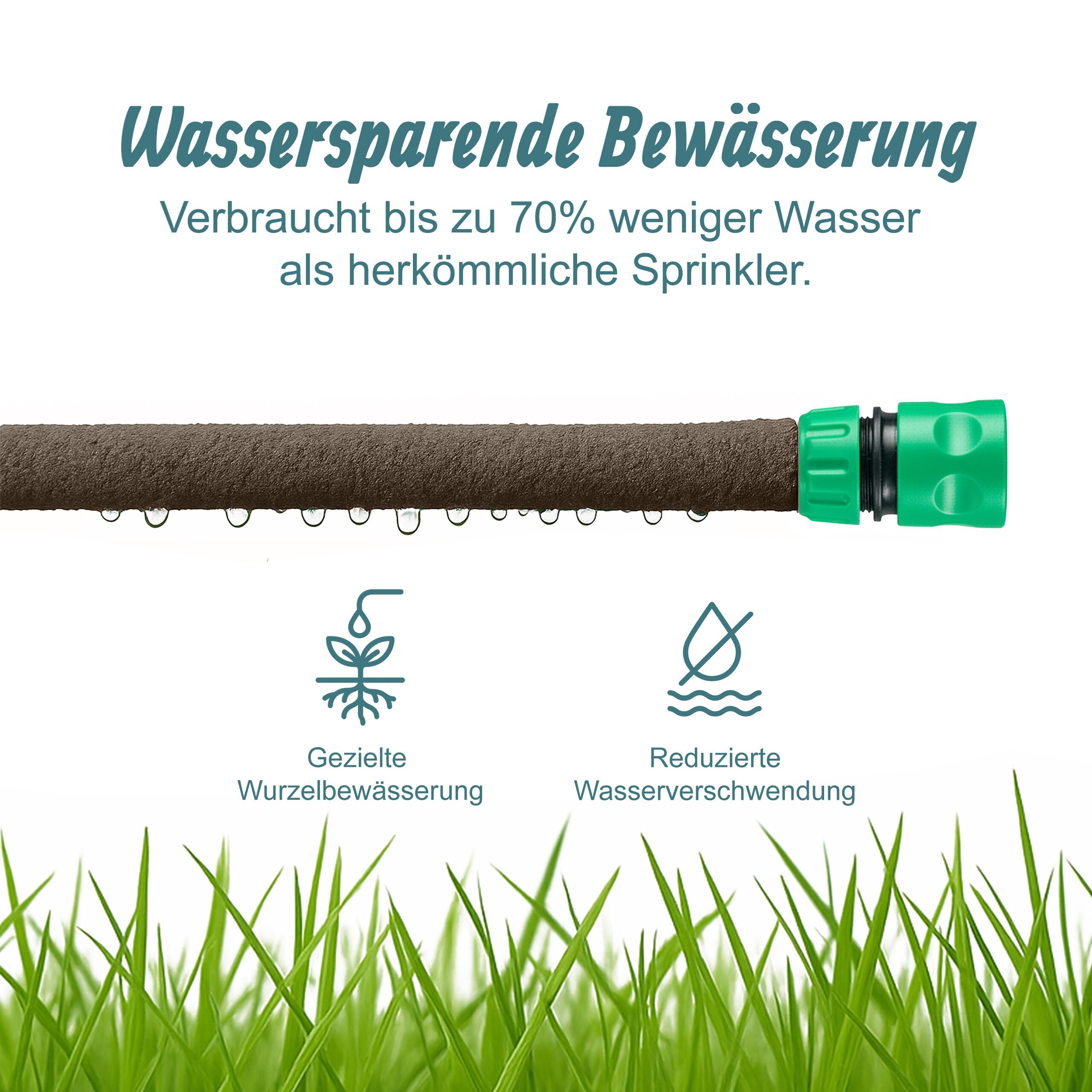 Relaxdays Tropfschlauch, Bewässerung, 70 m Perlschlauch, Hochbeet & Heckenbewässerung, Bewässerungsschlauch, braun