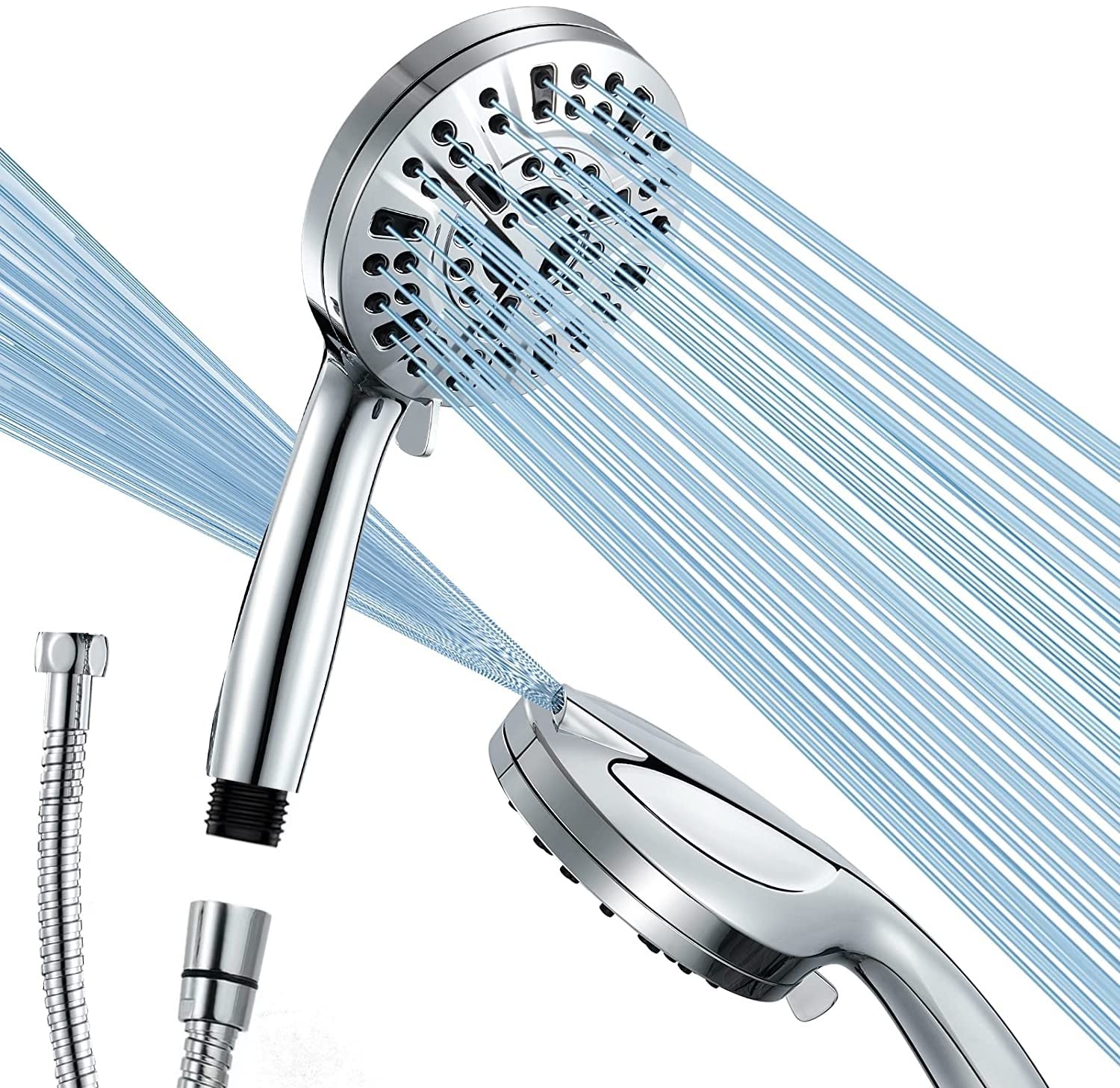 High Pressure Shower Head with Handheld, 8 Spray Settings + 2 Power Jet Modes Shower Heads , 5.04" Detachable Showerhead Set with Stainless Steel Hose